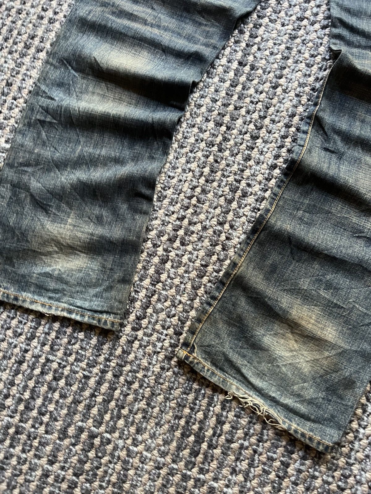 Japanese Brand 00’s Nippon Blue Embroided Washed Archive Baggy Jeans Y2K Size US 34 / EU 50 - 5 Thumbnail