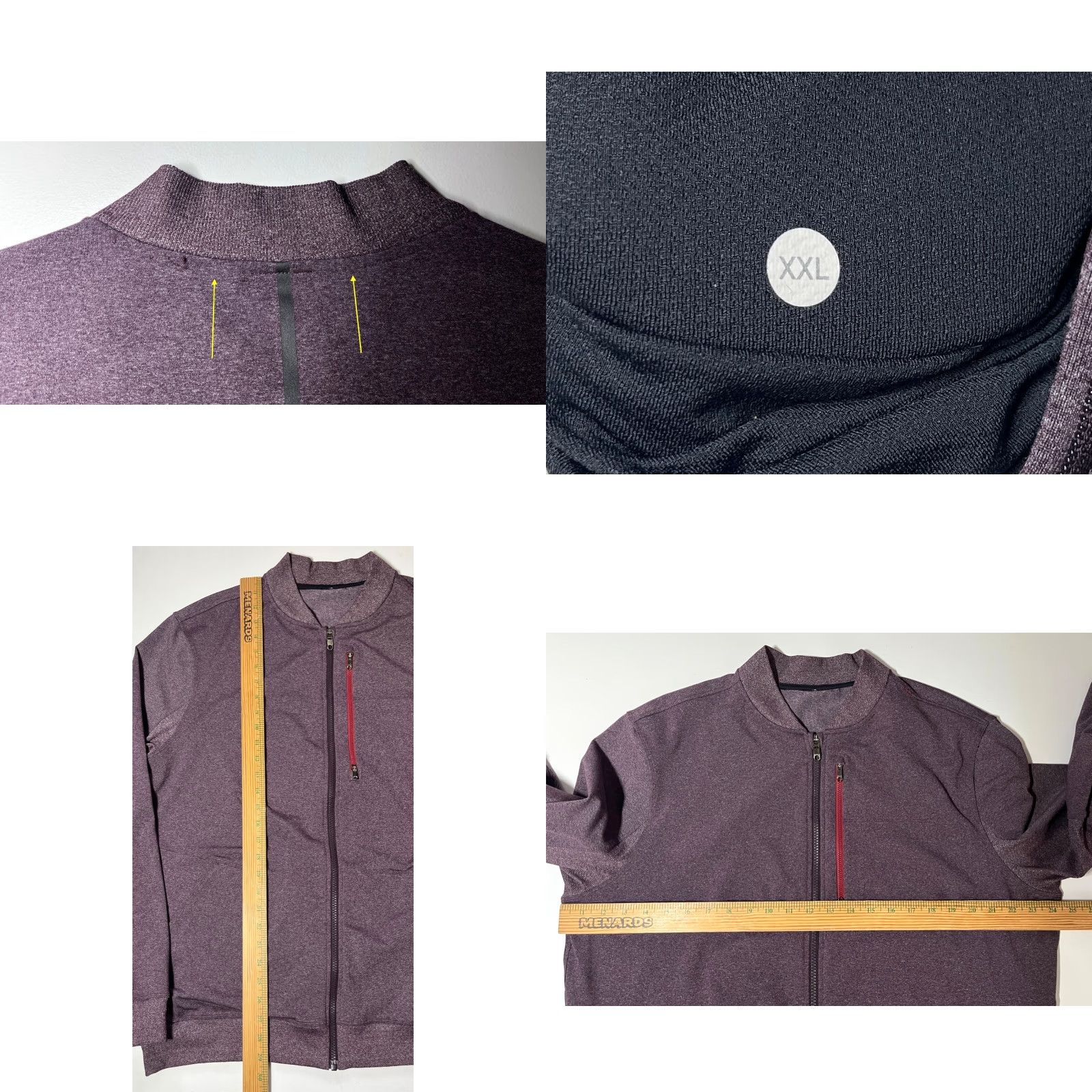 Lululemon Lululemon Men's Six Pack Jacket Full Zip Heathered Black Cherry 2XL Sweatshirt Zip Pockets Athletic City Sports Size US XXL / EU 58 / 5 - 9 Thumbnail