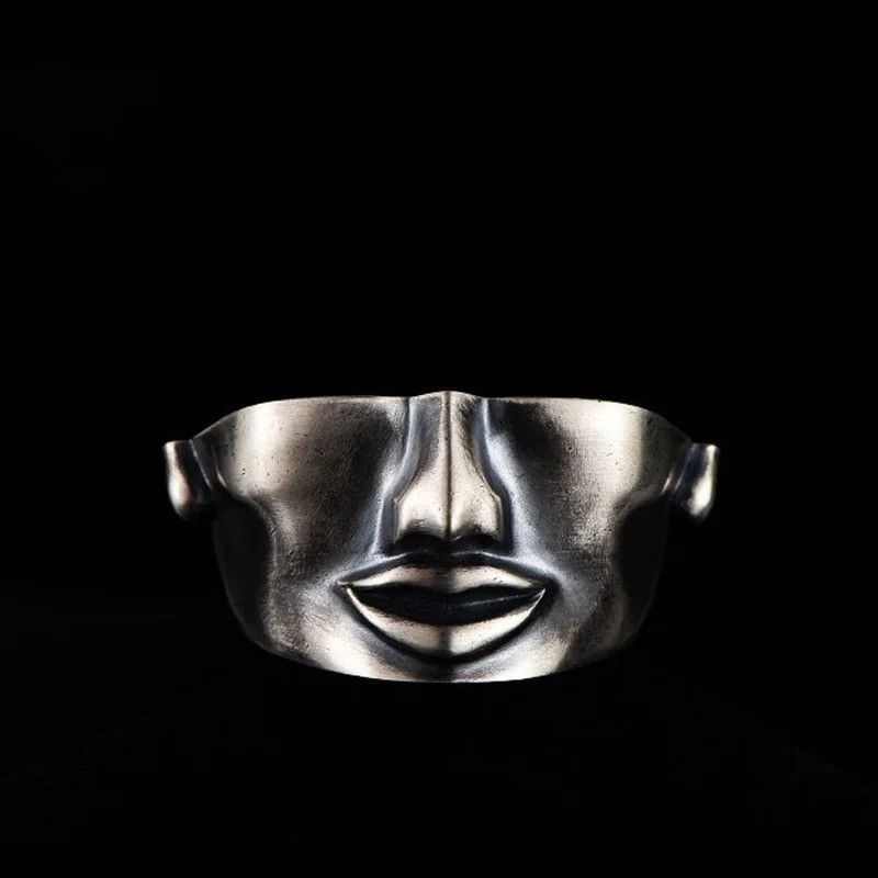 Vintage Retro Half Face Ring Size ONE SIZE - 7 Thumbnail