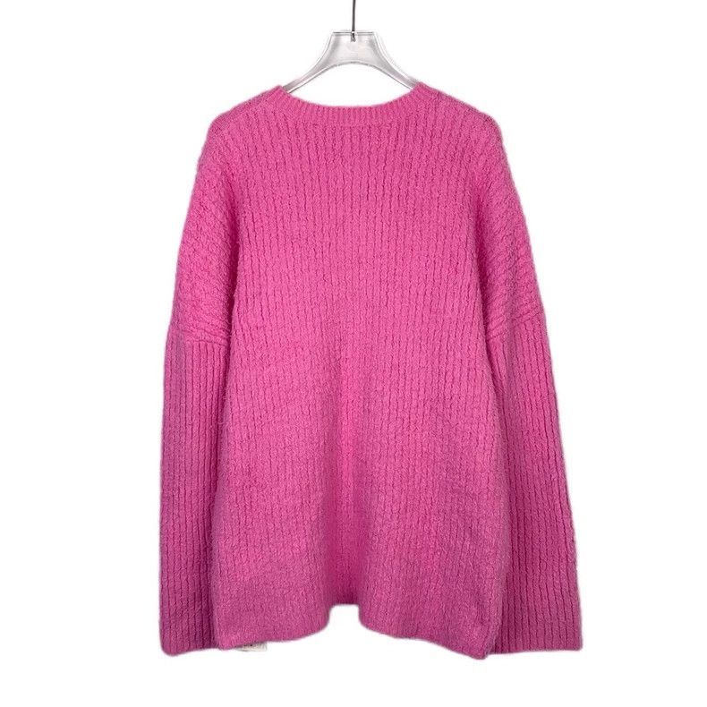 Balenciaga Balenciaga Pink logo embroidered crewneck cotton teddy kni Size S / US 4 / IT 40 - 2 Thumbnail