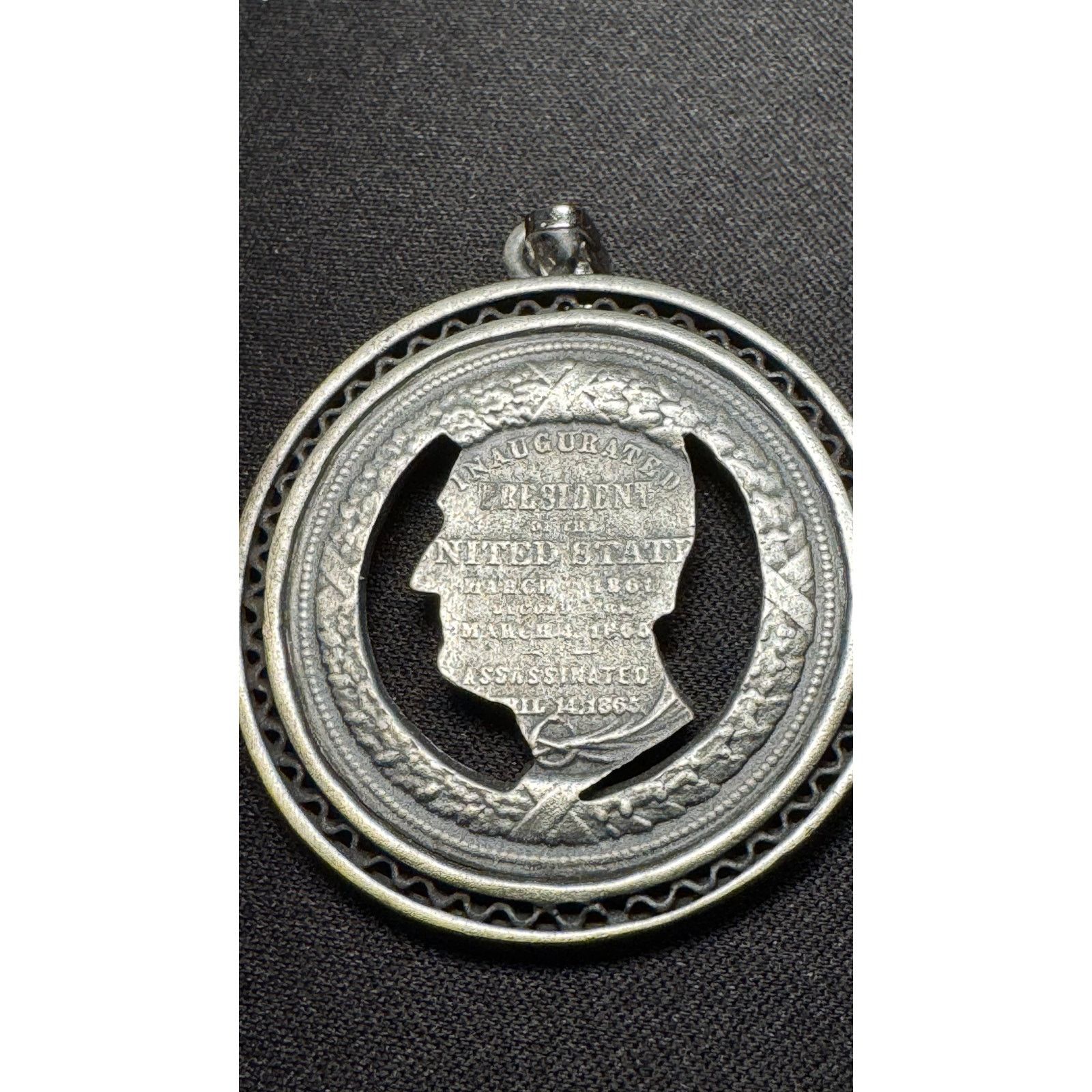 Other Abraham Lincoln Commemorate Pendant Cut Out Metal Coin Size ONE SIZE - 3 Thumbnail