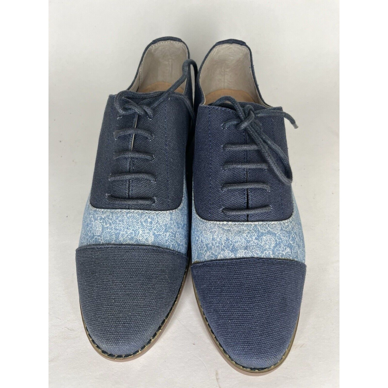 Other Marais USA Shoes Blue Floral Canvas Cap Toe Lace Up Oxfords Size US 8 / IT 38 - 13 Thumbnail