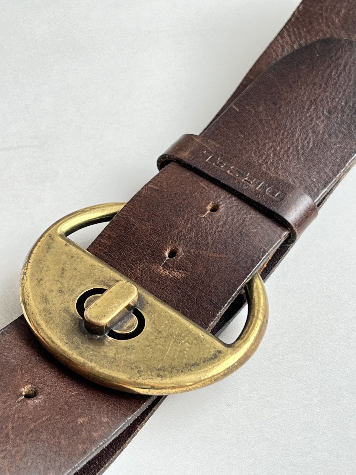 Diesel × Vintage Vintage 90s Diesel Oversized Wide Leather Belt Size ONE SIZE - 7 Thumbnail