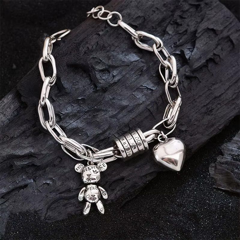 Jewelry Bear Love Heart Pendant Bracelets Size ONE SIZE - 1 Preview