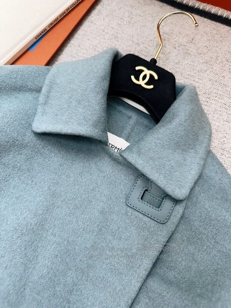 Hermes Hermes Blue Gray Haze Color Cashmere Coat Double-sided Cas Size XS / US 0-2 / IT 36-38 - 3 Thumbnail