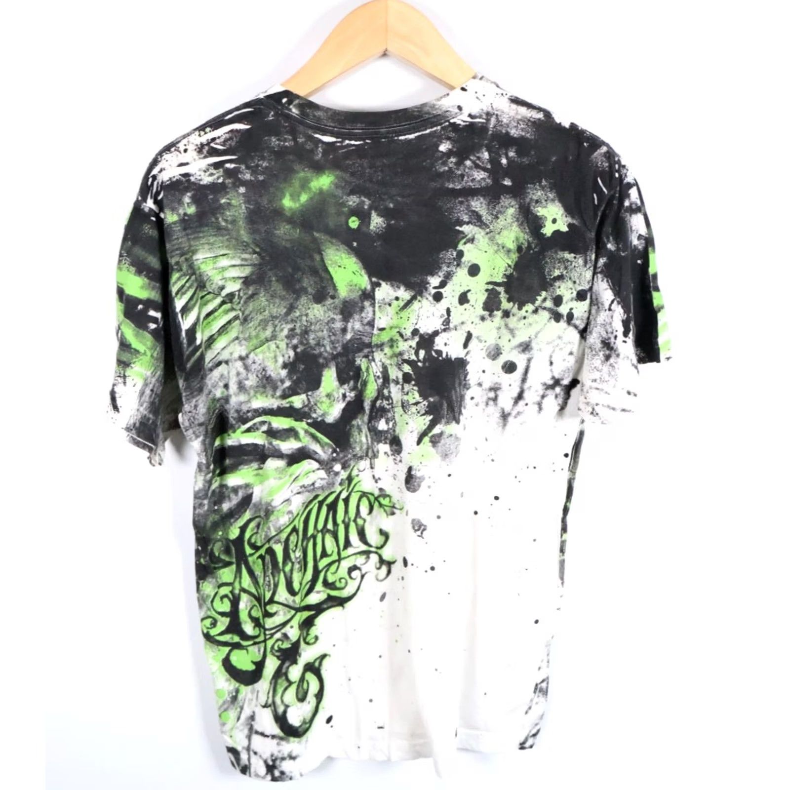 Affliction Affliction Archaic T-Shirt Men L White Green Wings Bones Tribal AOP Y2K Graphic Print Crew Neck Short Sleeve Size US L / EU 52-54 / 3 - 2 Thumbnail