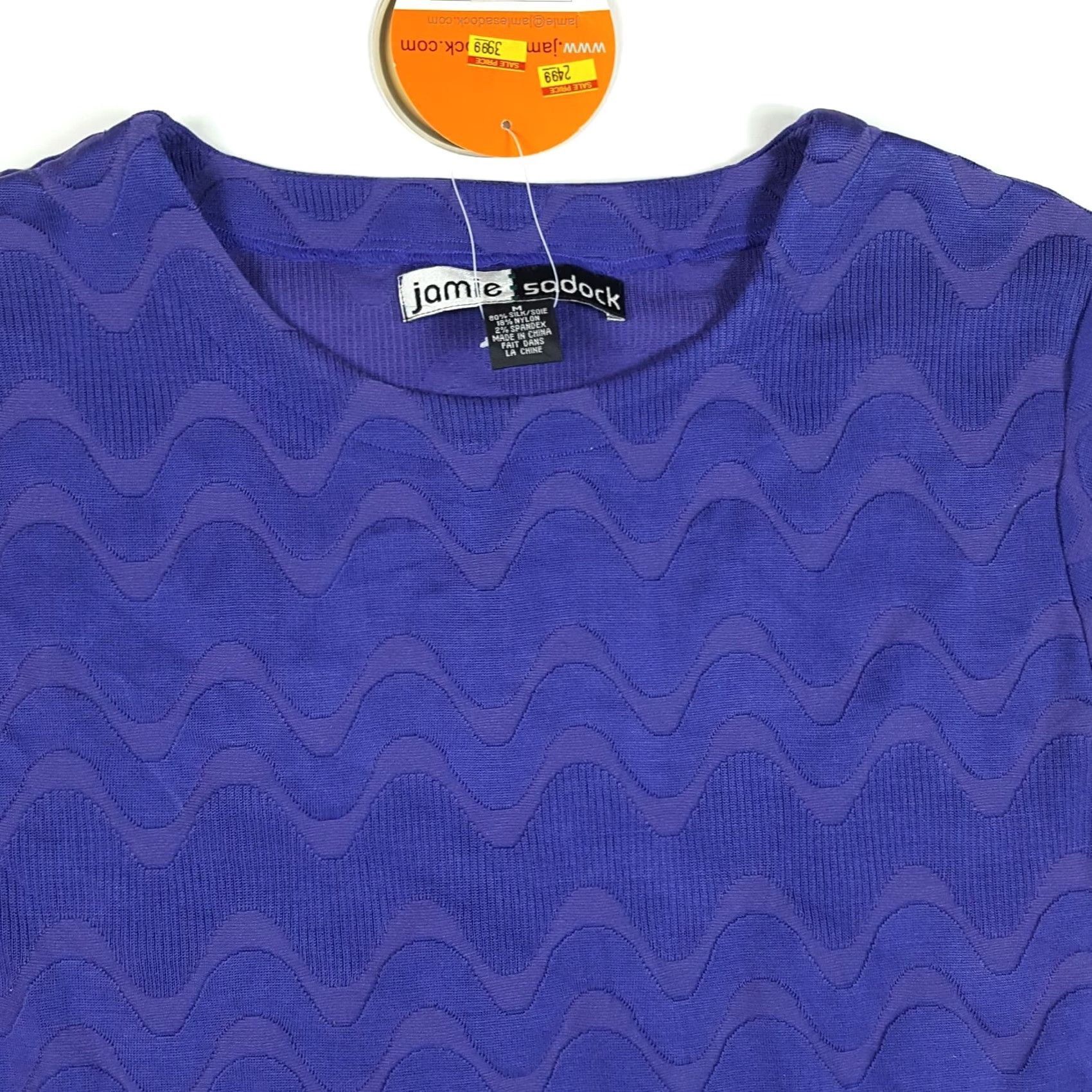 Vintage Jamie Sadock Silk Knit Purple Wave Pullover Sweater Top Womens M Vintage Size M / US 6-8 / IT 42-44 - 3 Thumbnail