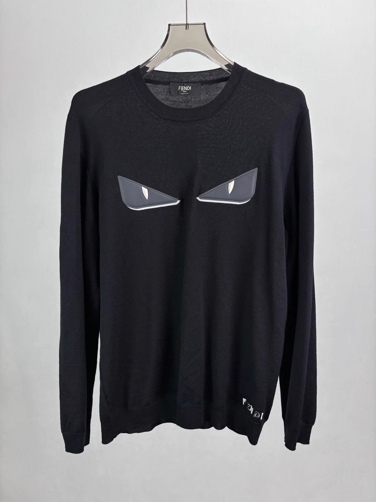 Fendi FENDI Monster Black Wool Knit Sweater K1 Size US L / EU 52-54 / 3 - 1 Thumbnail