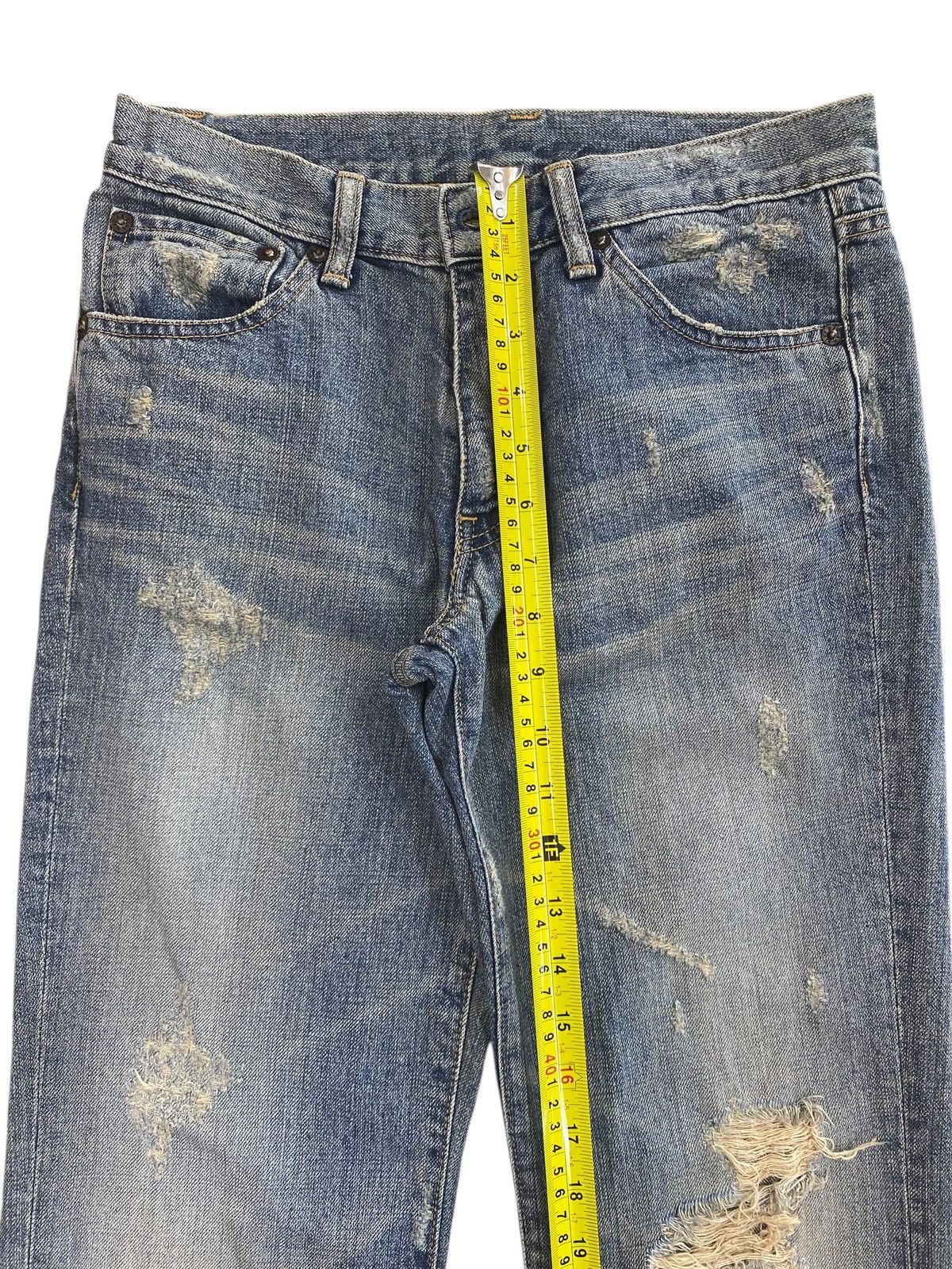 Japanese Brand Blue Way Brand Whiskers Faded Wash Style Distressed Jeans Size US 27 - 6 Thumbnail