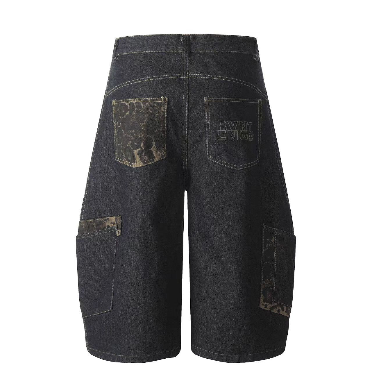 Vintage Vintage Leopard Patchwork Big Pocket Machete Denim Shorts Size US 30 / EU 46 - 1 Thumbnail