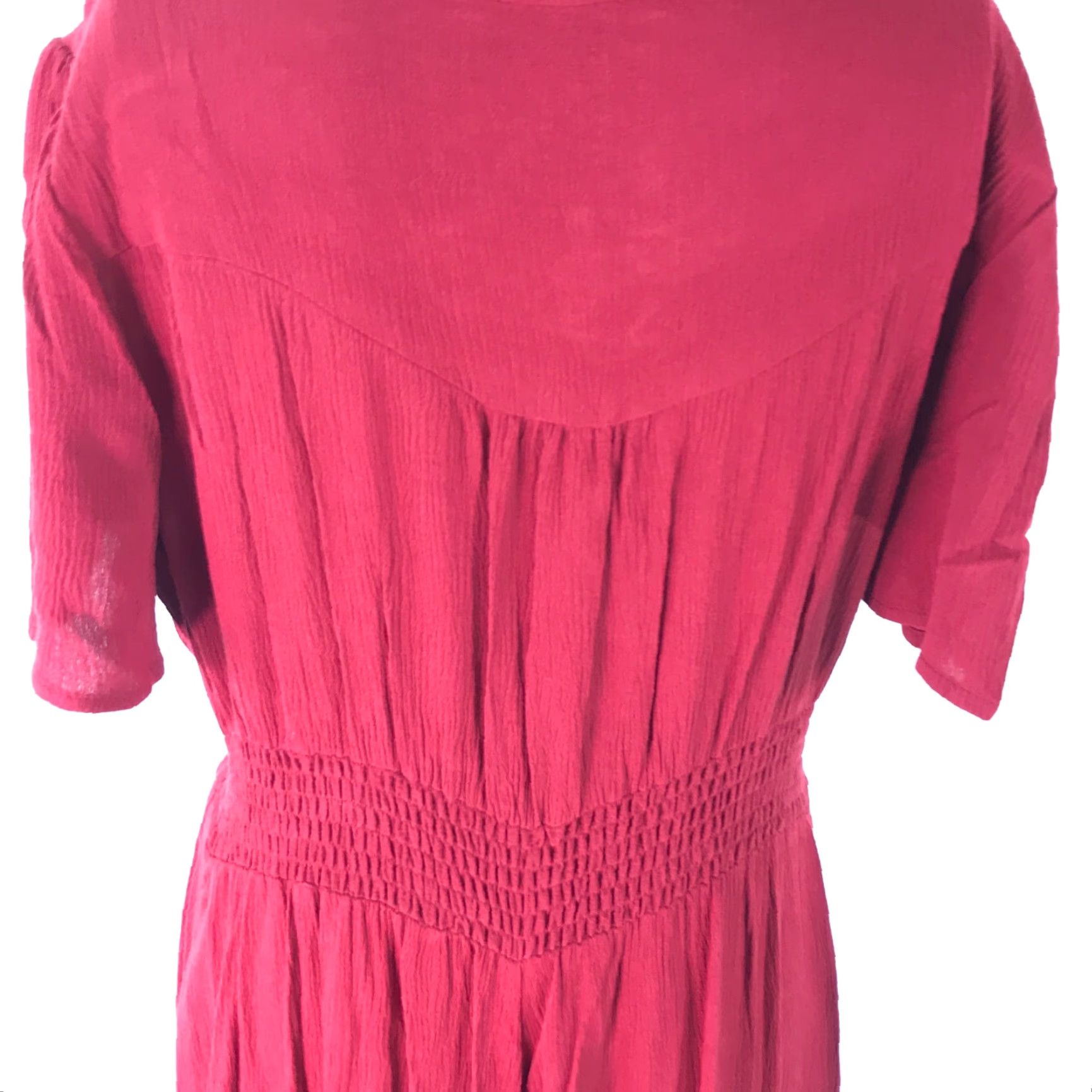 Rusty Womens Smoked Waist Button Up Split Rust Maxi Dress Short Sleeves Size Medium Size 32" / US 10 / IT 46 - 5 Thumbnail