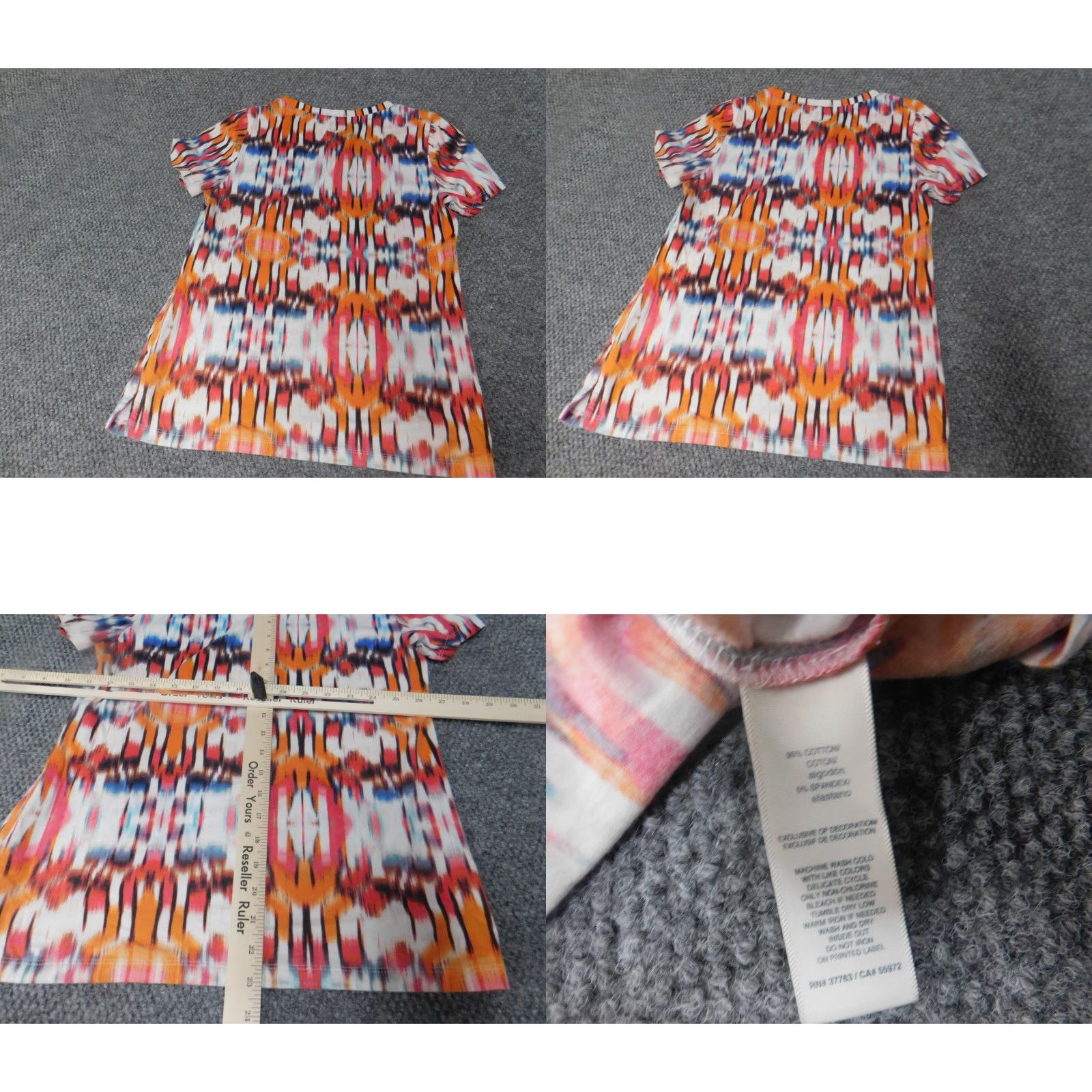 Vintage Rafaella Blouse Shirt Womens M Red Short Sleeve Crew Neck Pullover Casual Stretch Patterned Button Basic Compact Weekend Vintage No Size M / US 6-8 / IT 42-44 - 8 Thumbnail