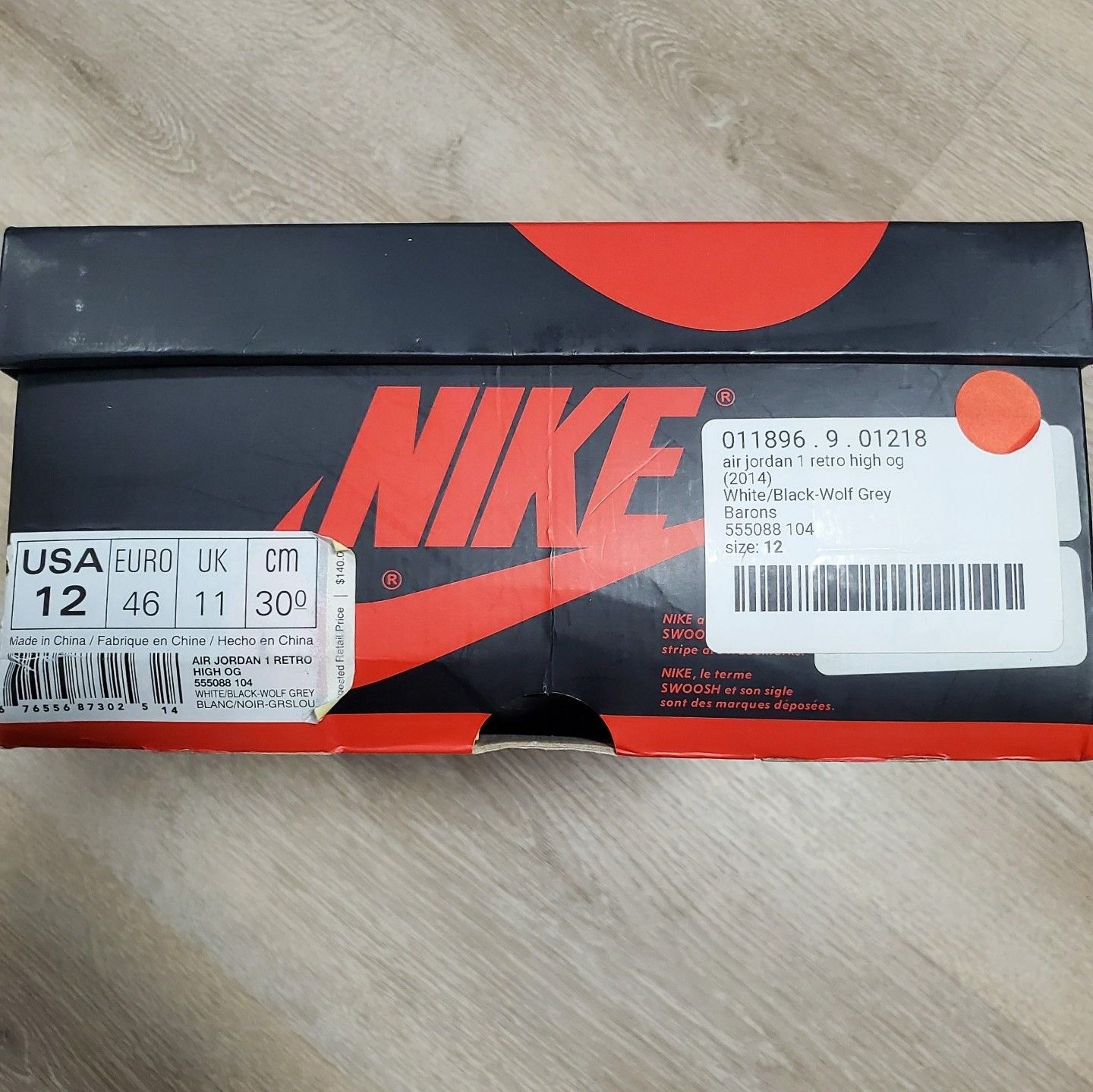 Jordan Brand × Nike Nike Air Jordan 1 Retro OG High Barons 2014 OG ALL Size US 12 / EU 45 - 10 Thumbnail