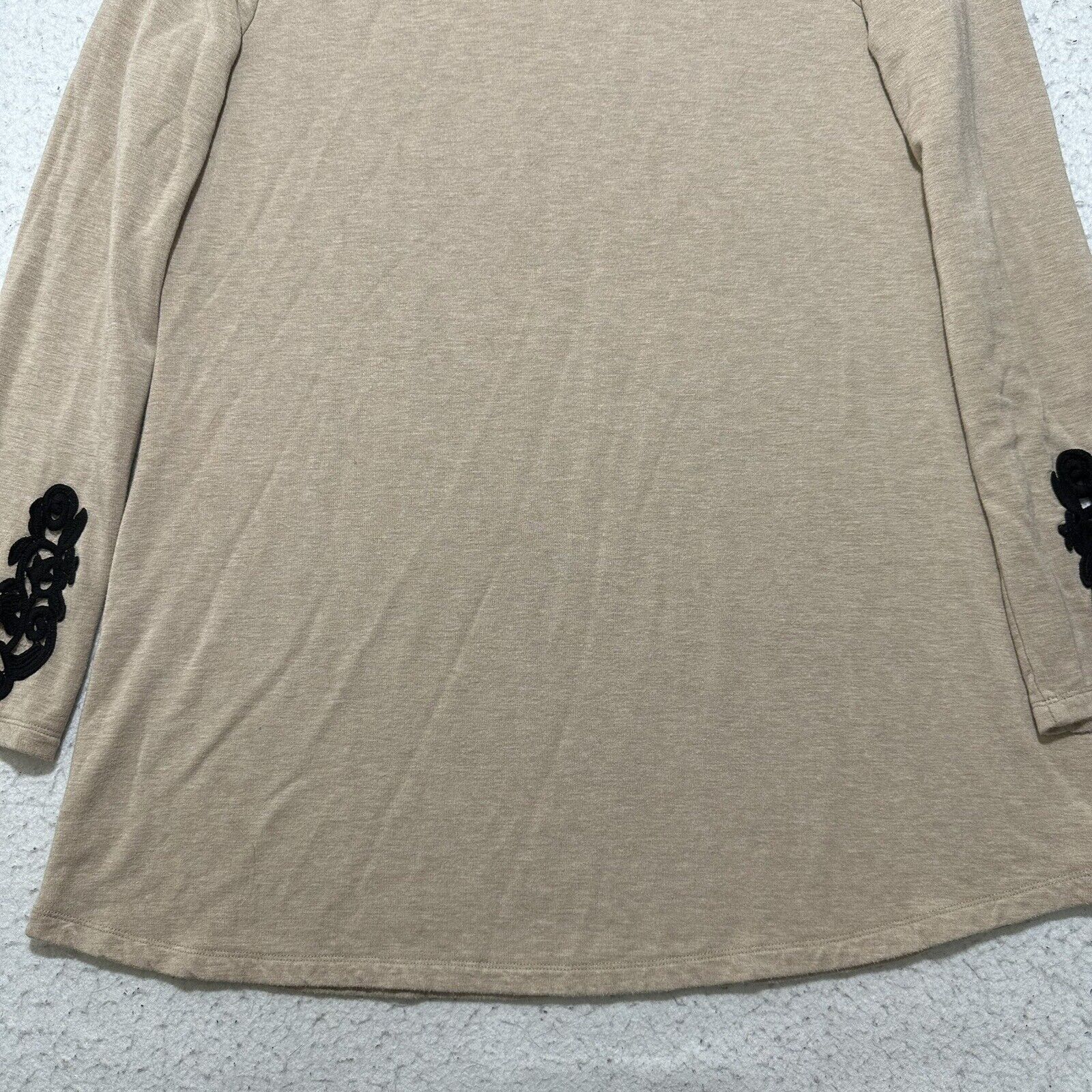 Other Soma Large Live Lounge Wear Tan Tunic Fleece Sweater Lace Size L / US 10 / IT 46 - 8 Thumbnail