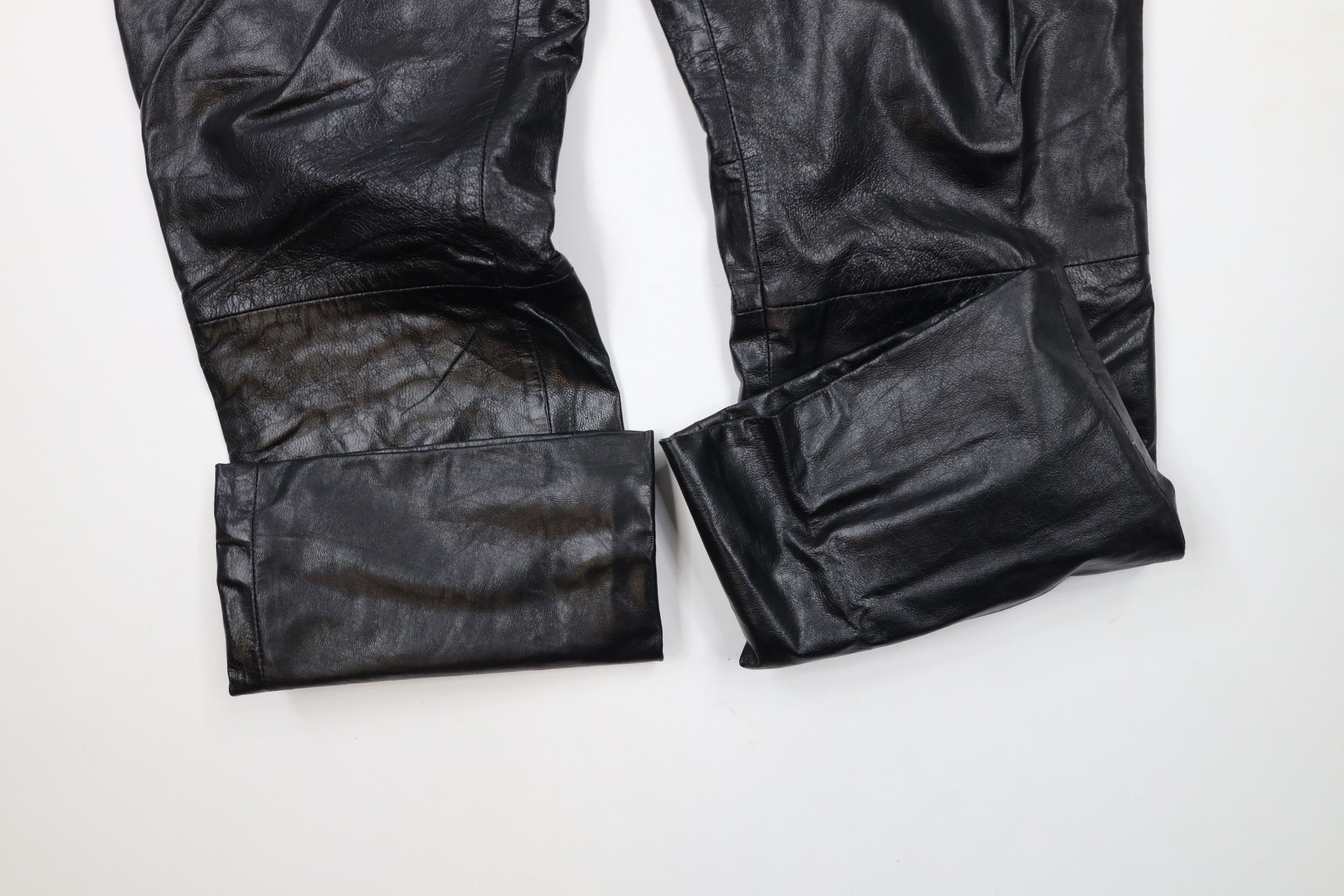 Vintage Vintage 90s Streetwear Flared Leather Pants Goth Dom Size 36" / US 14 / IT 50 - 5 Thumbnail