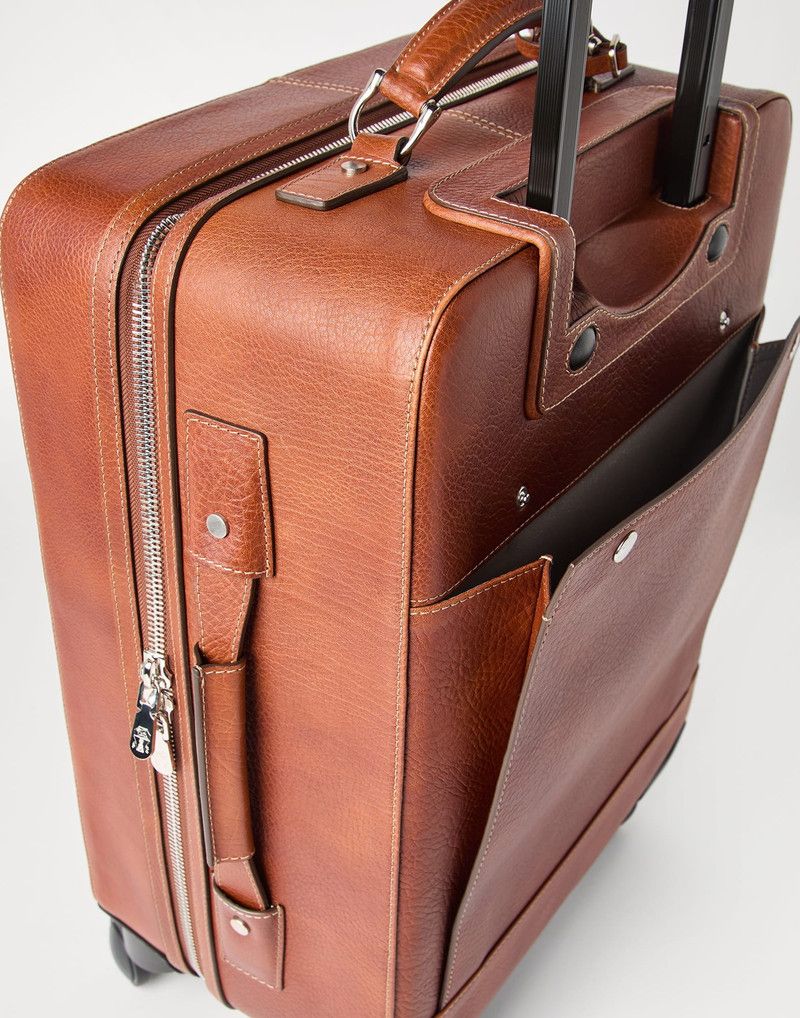 Brunello Cucinelli o1la1rc1a0326 Size: OS / Grained Calfskin Suitcase in Brown Size ONE SIZE - 3 Thumbnail