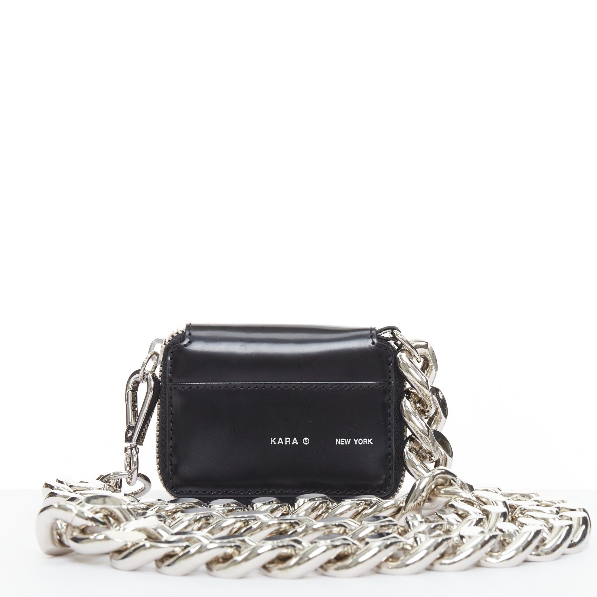 KARA Bike Chain Wallet black leather silver chunky chain micro