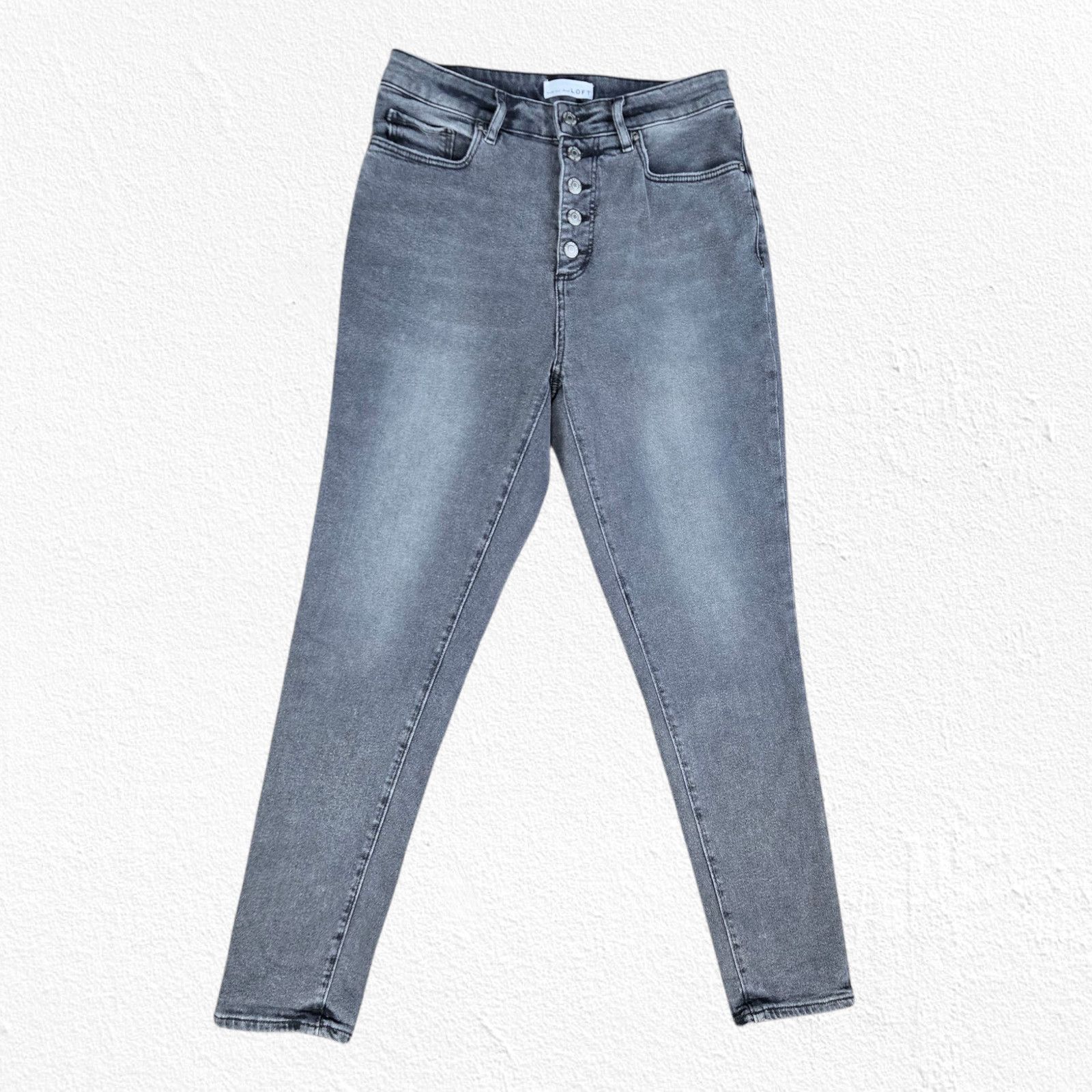 Loft LOFT Gray Wash High Rise Ankle Skinny Jeans Size 6 Size 28" / US 6 / IT 42 - 2 Thumbnail