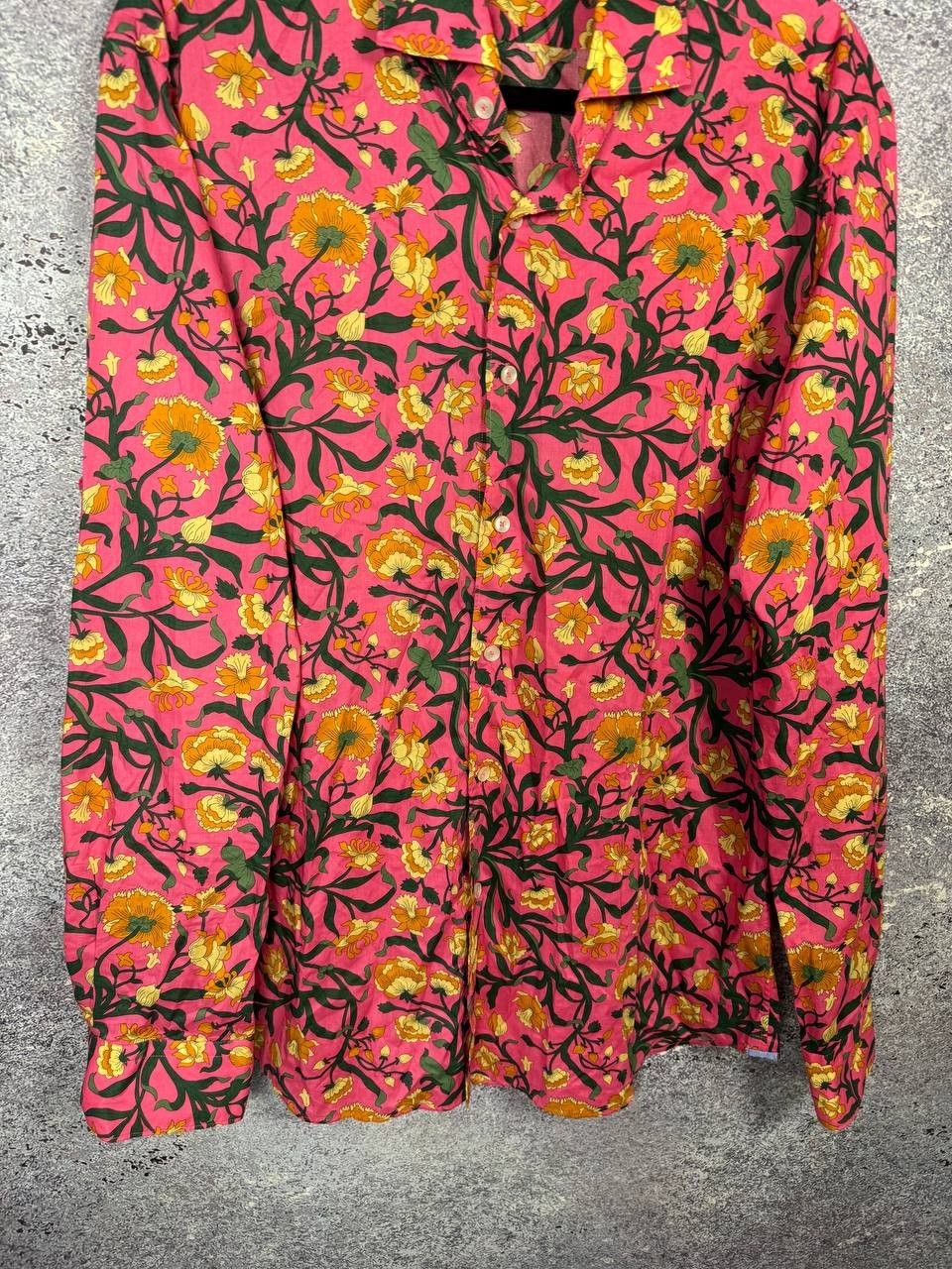 Designer × Vintage Xacus Size 17/43 Evolution Fit Pink Shirt Floral Print Size US L / EU 52-54 / 3 - 4 Thumbnail