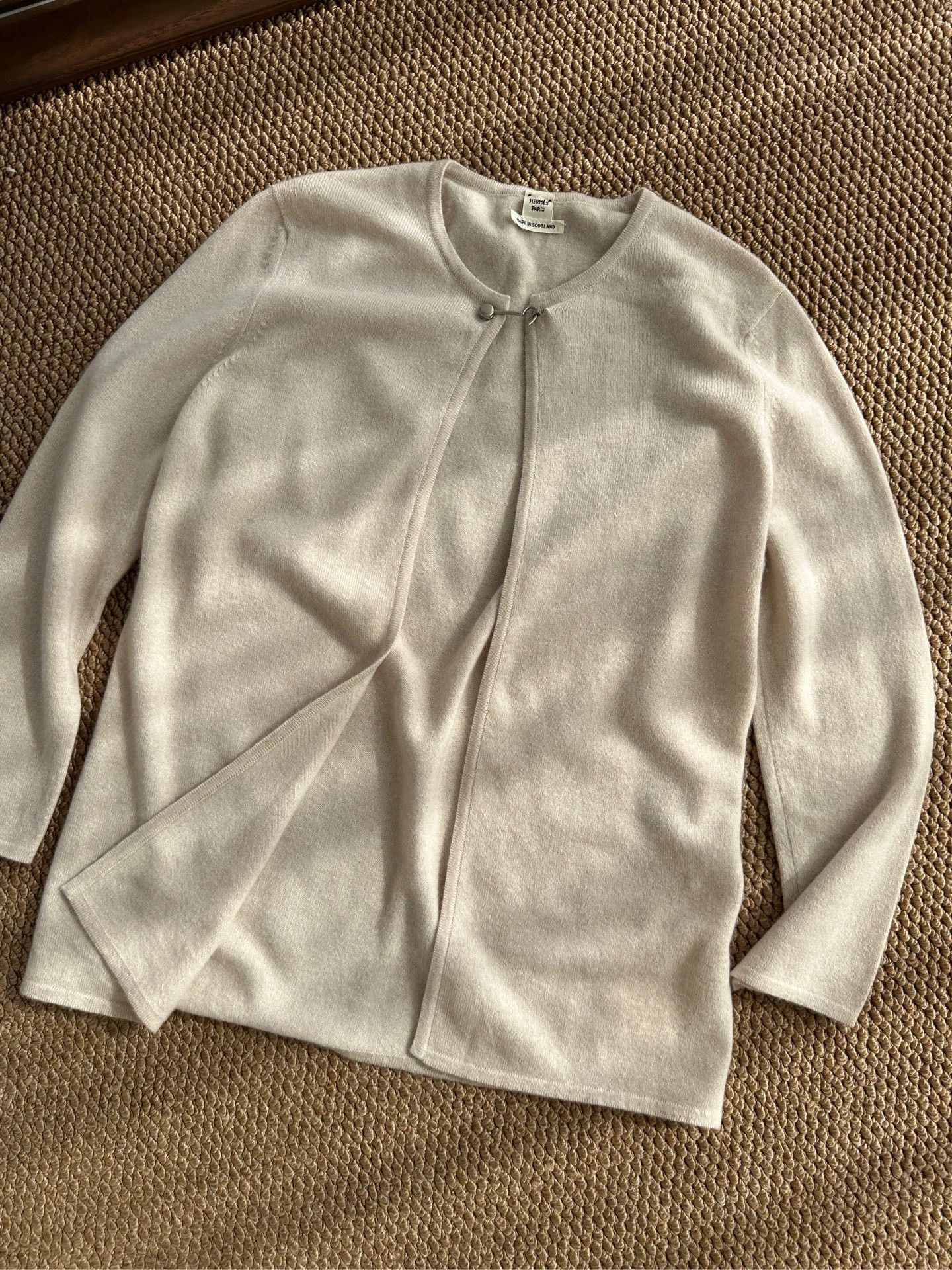 HERMES JPG cardigan crochet button women's beige