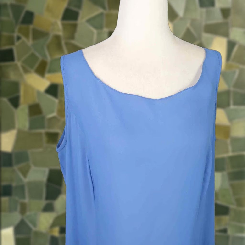 Vintage VINTAGE Miss Elliette MIDI Dress Women 16 Cornflower Blue Sleeveless Zip 80s 70s Party Cocktail Sheer Polyester Size XXL / US 16-18 / IT 52-54 - 1 Thumbnail