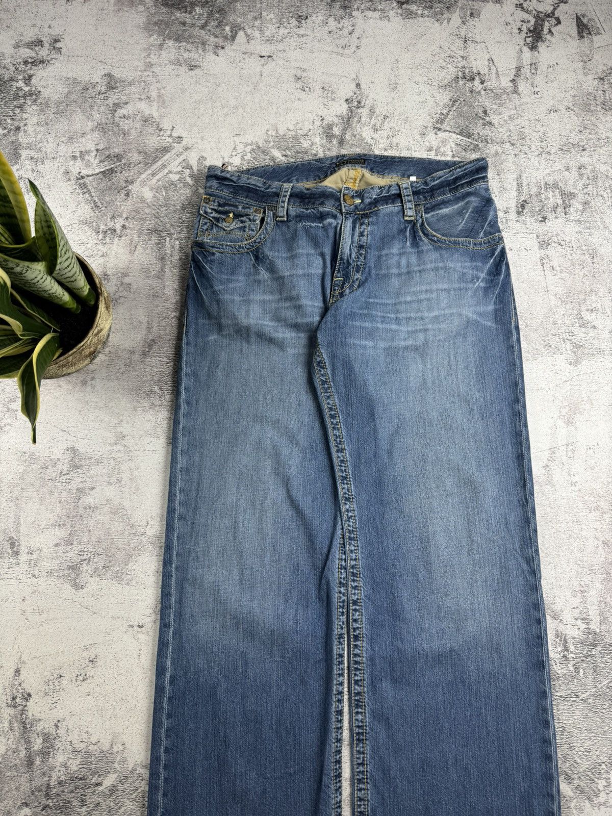 Emporio Armani Armani Vintage 007 Indigo 36 Size Blue Hip Hop Wide Baggy Jeans Pants Trousers Size US 36 / EU 52 - 13 Thumbnail