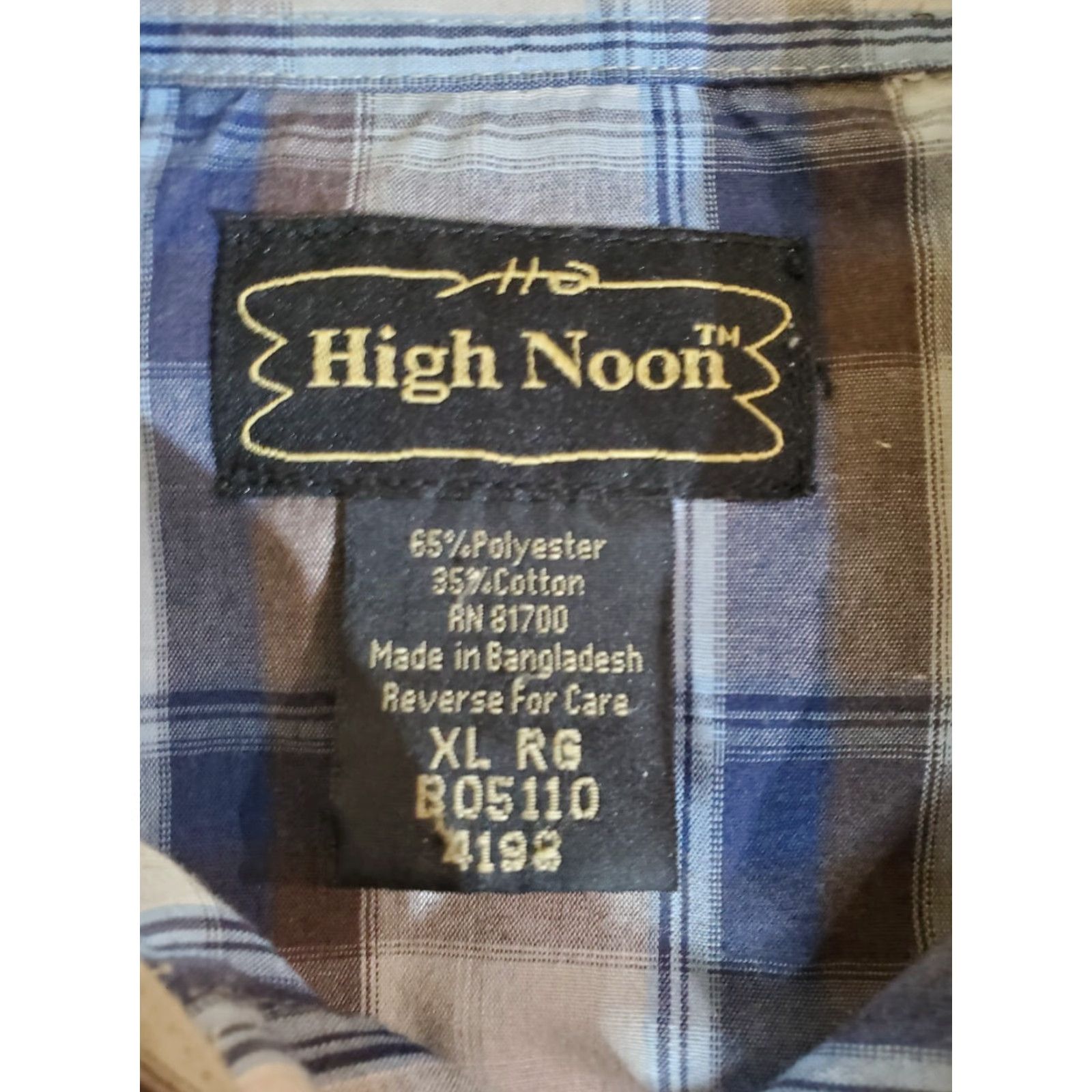 Vintage High Noon Shirt Mens XL Black Plaid Long Sleeve Pearl Snap Button-Up Western Size US XL / EU 56 / 4 - 5 Thumbnail