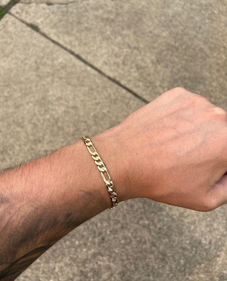 Other Gold Bracelet Figaro Link 8in 6mm Size ONE SIZE - 1 Thumbnail
