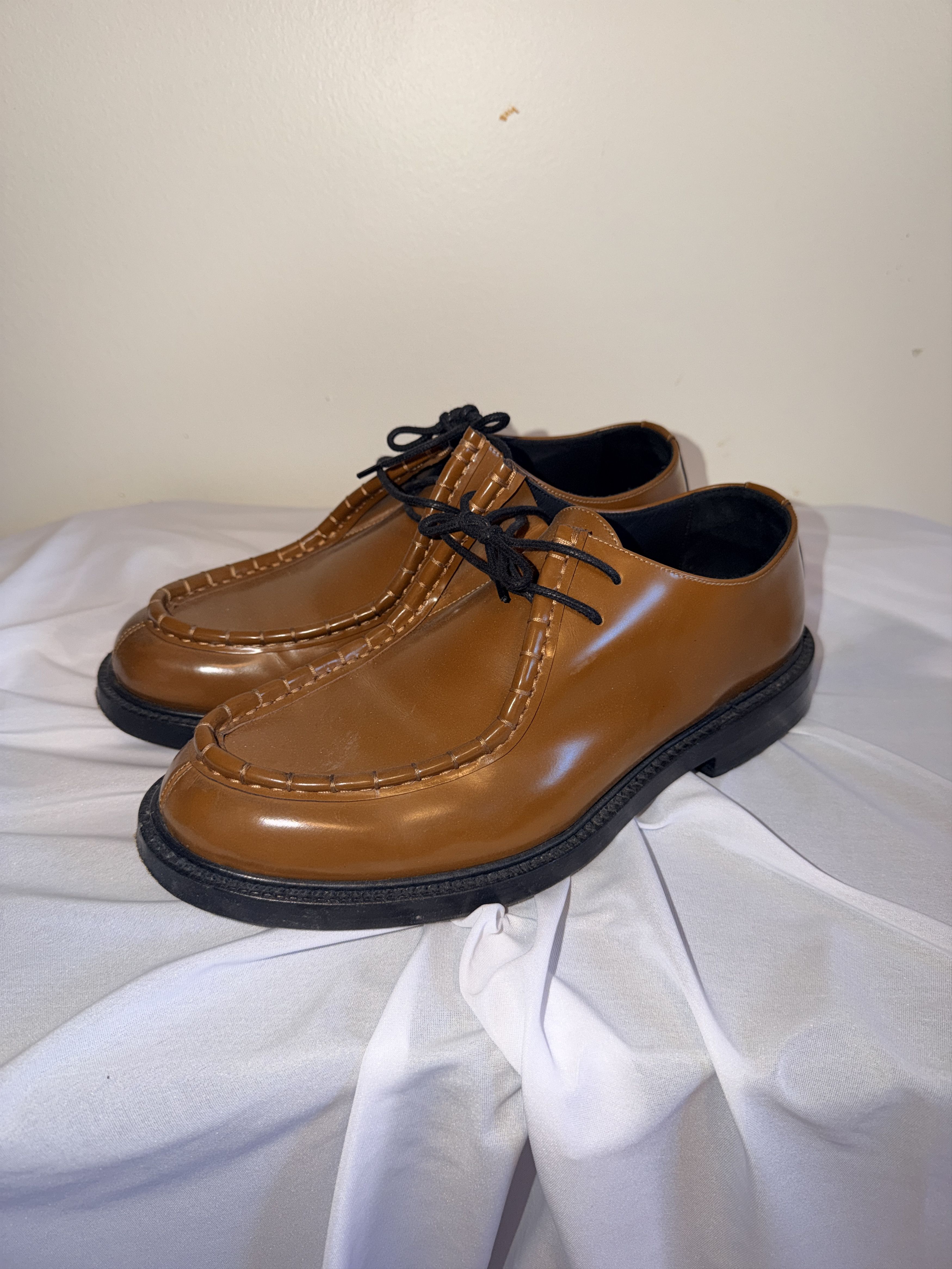 Calvin Klein 205W39NYC Tan Solid Leather Lace Up Shoes | Grailed