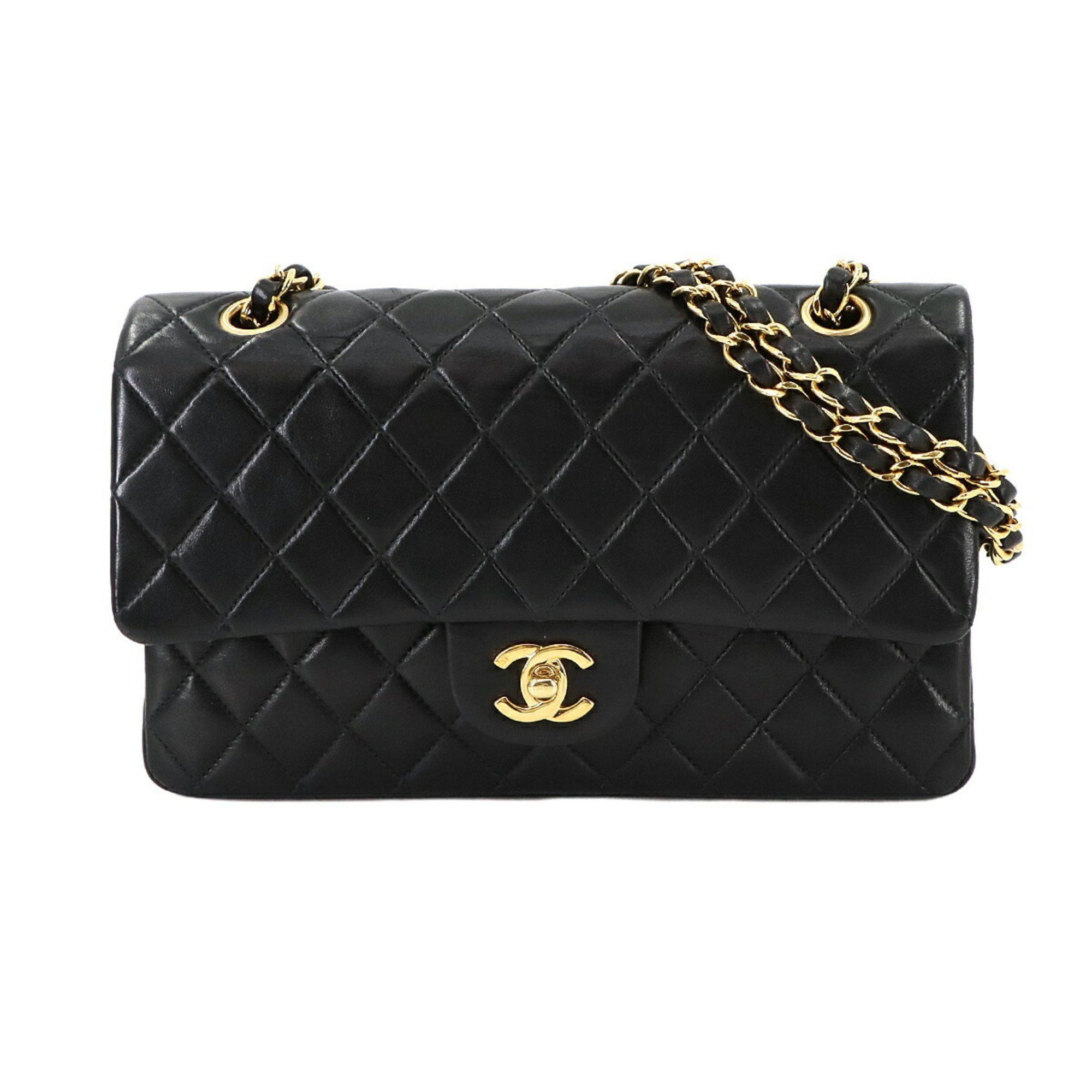 Chanel Matelasse 25 Chain Shoulder Bag Leather Black A01112 Gold Hardware, Women's