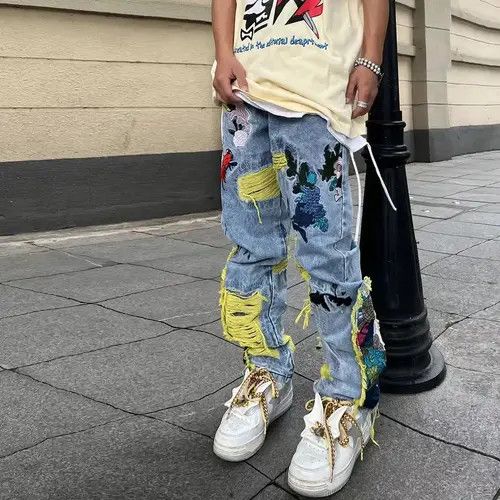 Japanese Brand Masumizu x Mako Embroidered Patch Denim Ripped Jeans Size US 30 / EU 46 - 2 Thumbnail