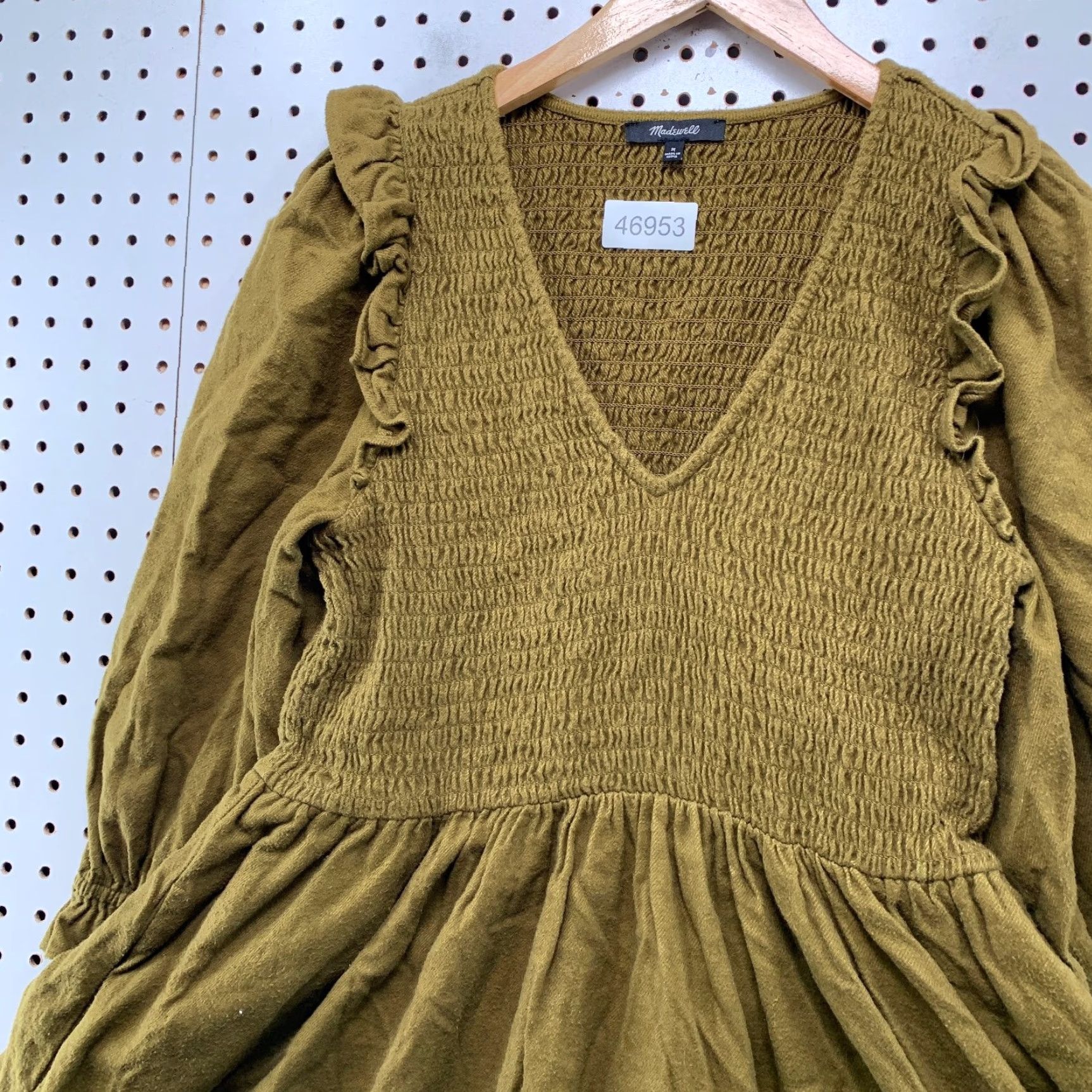Madewell Madewell Dress Women's Smocked V-Neck Mini Cottagecore Green Size M / US 6-8 / IT 42-44 - 6 Thumbnail