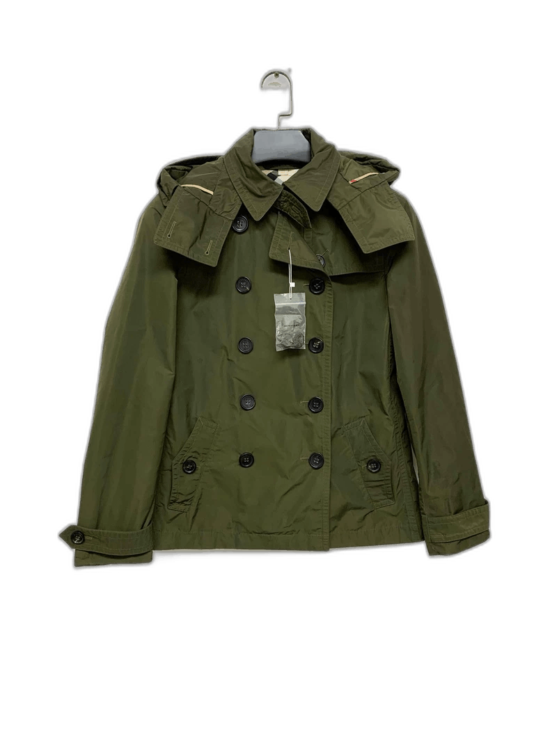 Burberry New Burberry Double-Breasted Jacket in Green Size L / US 10 / IT 46 - 1 Thumbnail