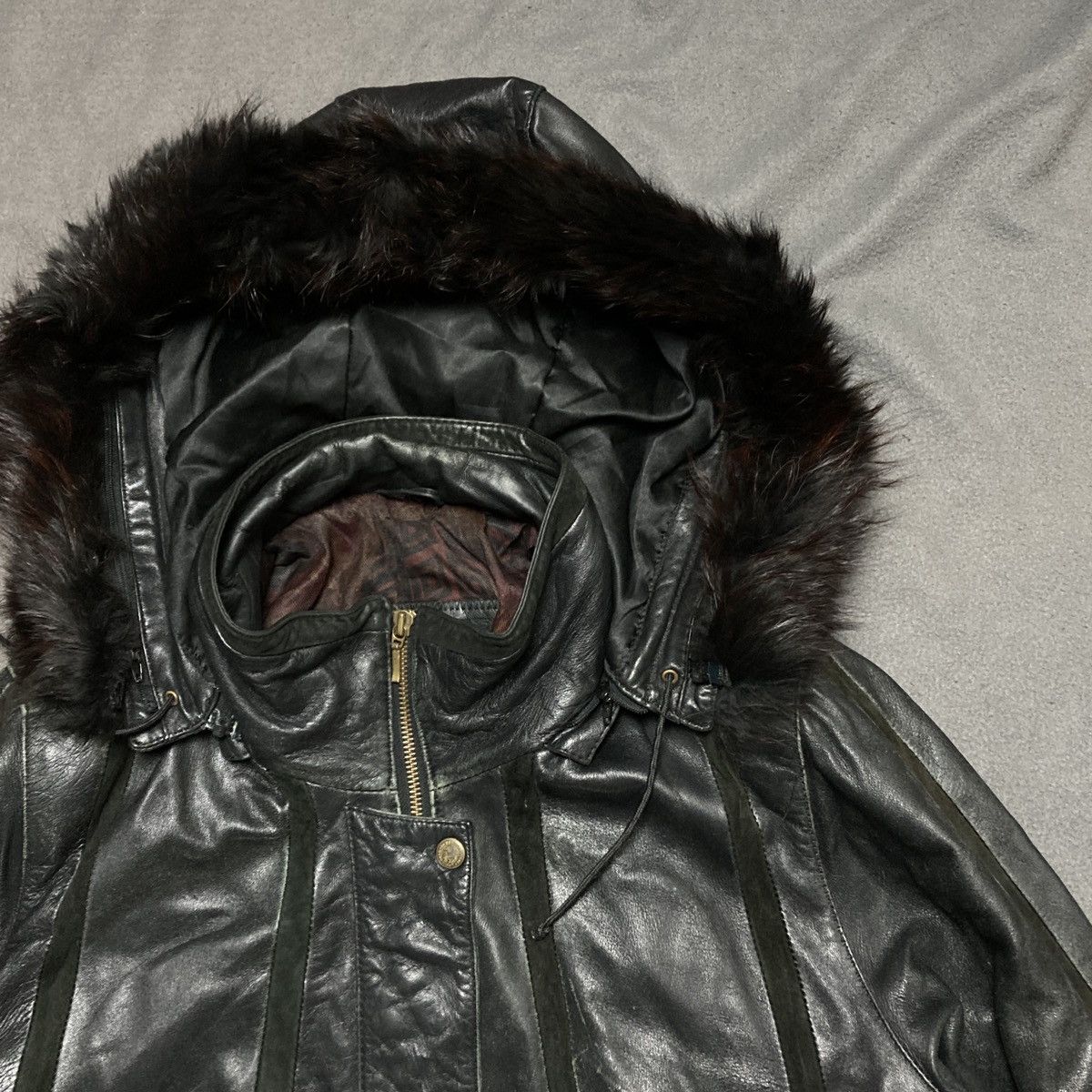 Japanese Brand × Vintage Avant garde opium leather hooded cloak/raincoast Size L / US 10 / IT 46 - 4 Thumbnail