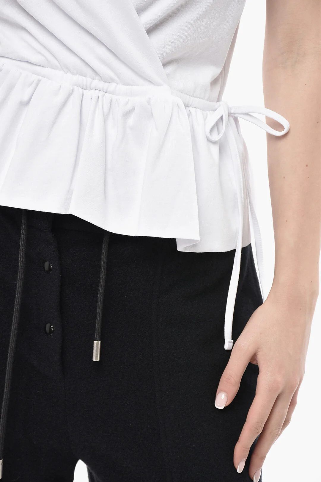 Dries Van Noten og1mm0426 Cotton Wrap T-Shirt in White Size XS / US 0-2 / IT 36-38 - 3 Thumbnail