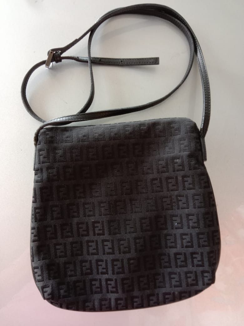 Fendi FENDI Zucchino Canvas Mamma Baguette Crossbody Black Bag Size ONE SIZE - 2 Thumbnail