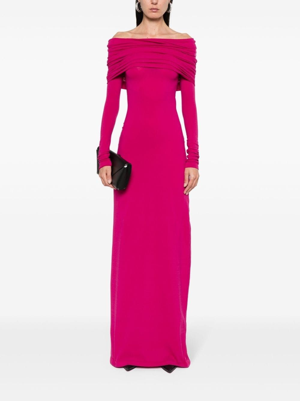 Balenciaga o1w1db10825 Boat Collar Double Layer Dress in Deep Pink Size M / US 6-8 / IT 42-44 - 2 Thumbnail