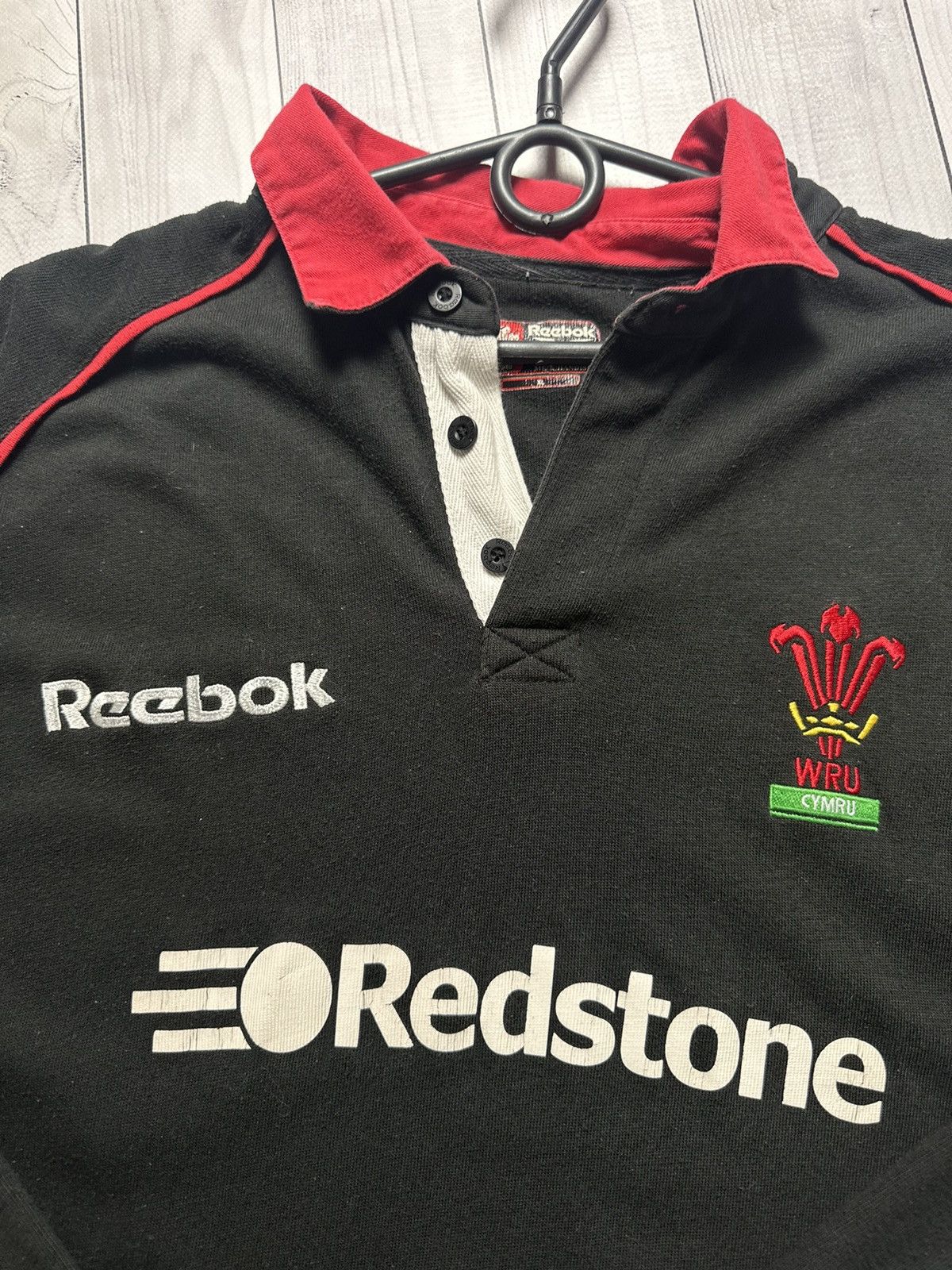 Reebok Vintage wales Rugby jersey rare black size XL logo Size US XL / EU 56 / 4 - 5 Thumbnail