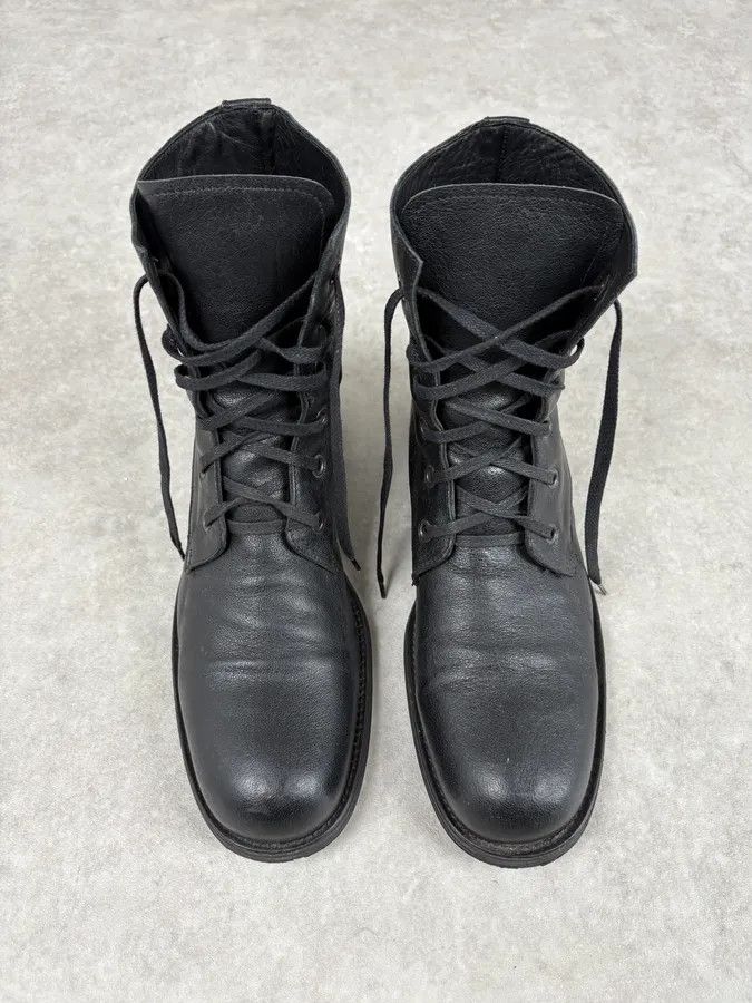 AW2003 Emporio Armani Black Classy Combat Leather Boots