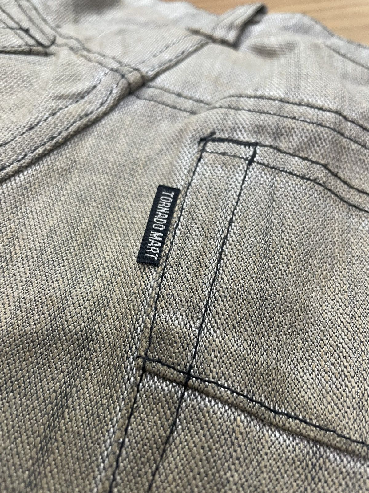Tornado Mart Tornado Mart Waxed Silver Coated Flared Denim Pant Size US 32 / EU 48 - 14 Thumbnail