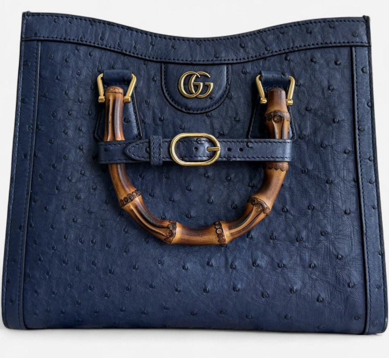 Gucci Ultra-rare limited-edition Gucci Diana Ostrich/ Bamboo tote Size ONE SIZE - 1 Thumbnail