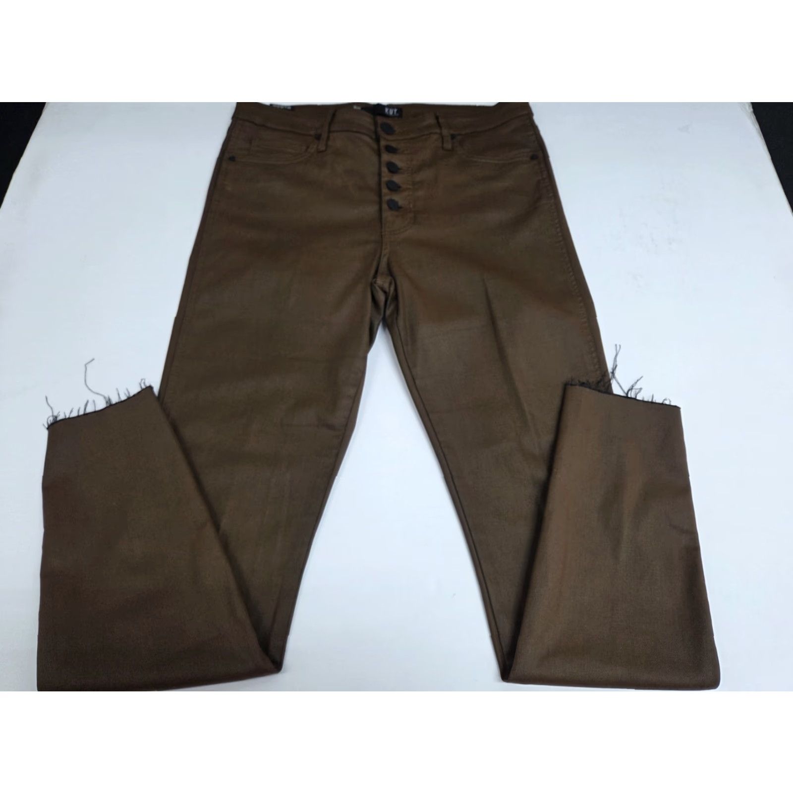 Vintage VINTAGE? No. Kut From The Kloth Women's Brown Jeans Pants No Hem 12 #8386 Size 34" / US 12 / IT 48 - 2 Thumbnail