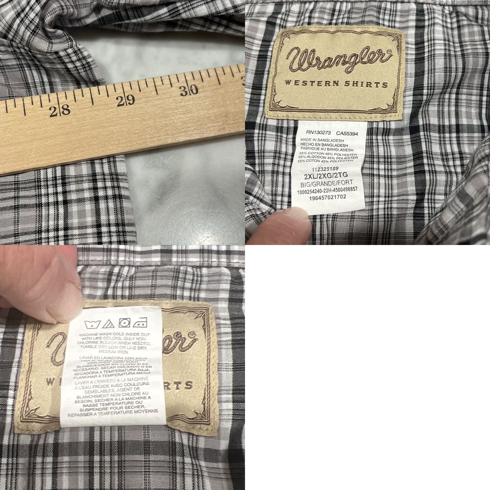 Wrangler Wrangler Western Shirt Men 2XL Pearl Snap Long Sleeve Pockets Cotton Polyester Shirt Size US XXL / EU 58 / 5 - 9 Thumbnail