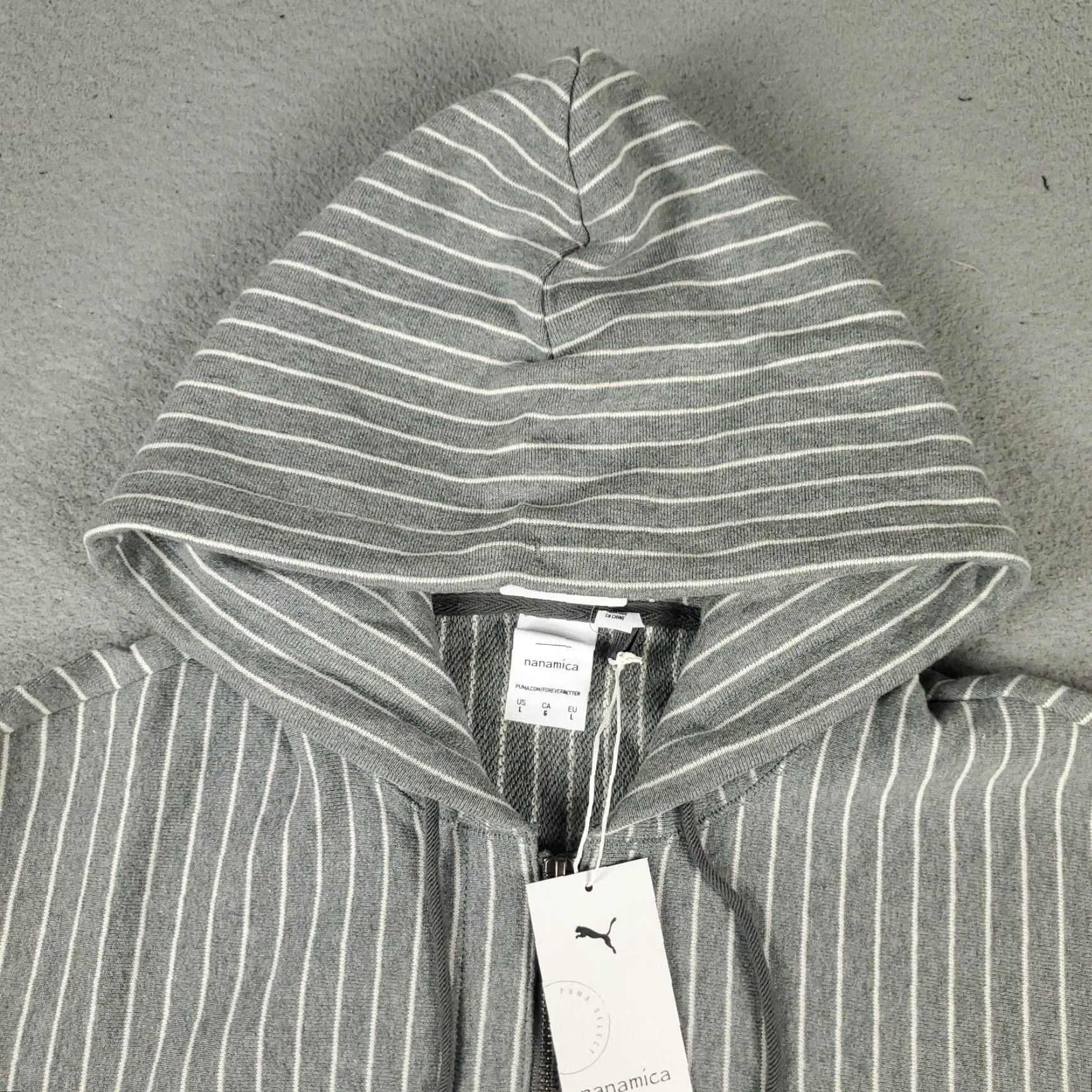 Puma VINTAGE Puma Hoodie Mens Size Large Gray Striped Pullover All Seasons Casual Japan Size US L / EU 52-54 / 3 - 3 Thumbnail