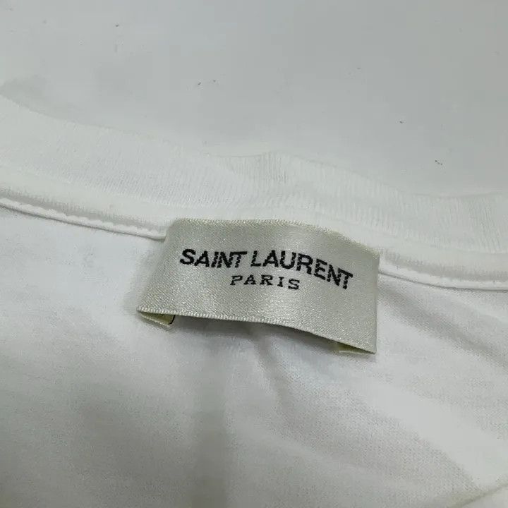 Saint Laurent Paris Saint Laurent White Logo Cotton T-Shirt for Women -2507 Size XL / US 12-14 / IT 48-50 - 5 Thumbnail