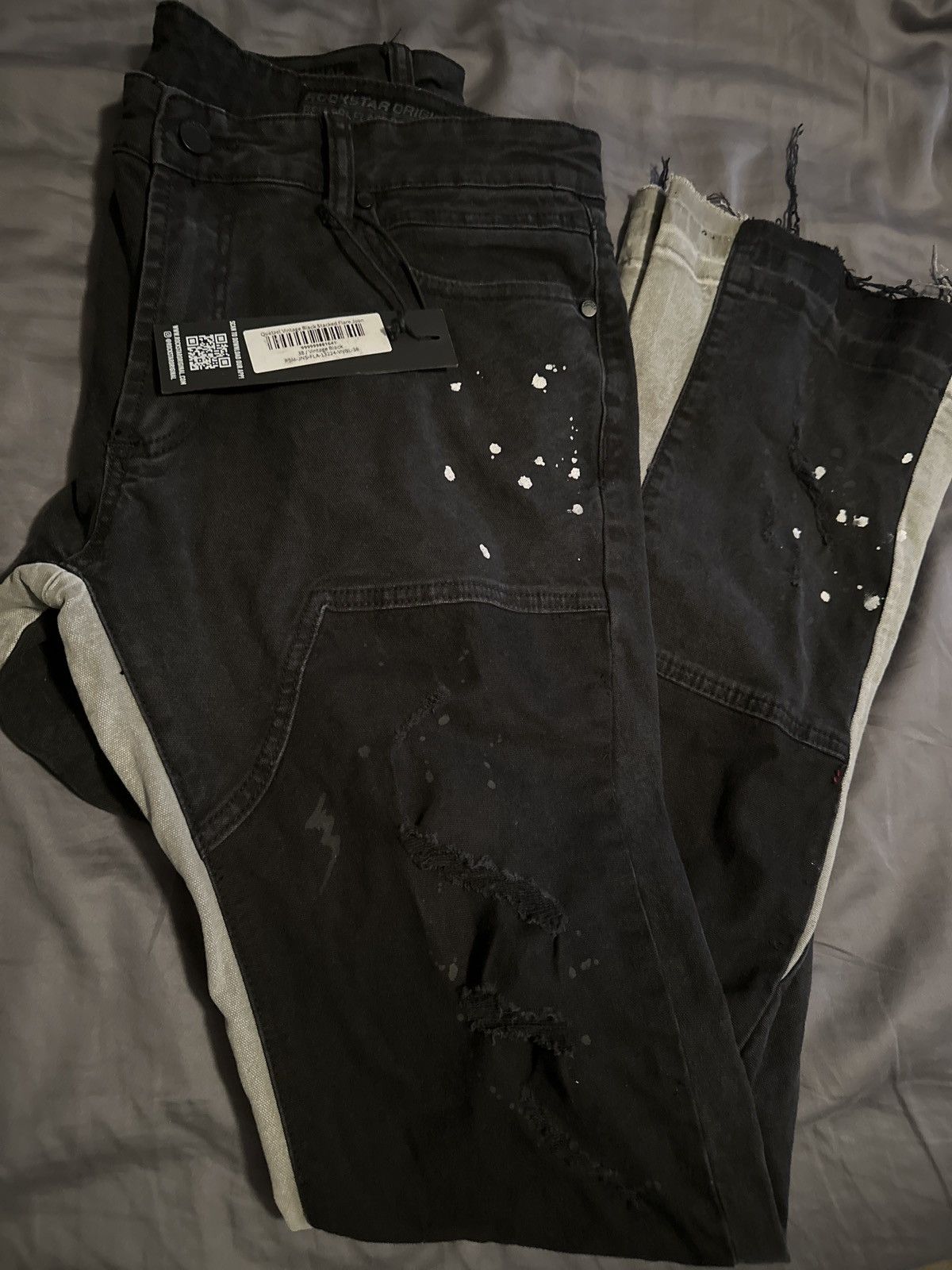 Rockstar Games Rockstar Vintage Black Stacked Flare Jean Size 38 Size US 38 / EU 54 - 1 Thumbnail
