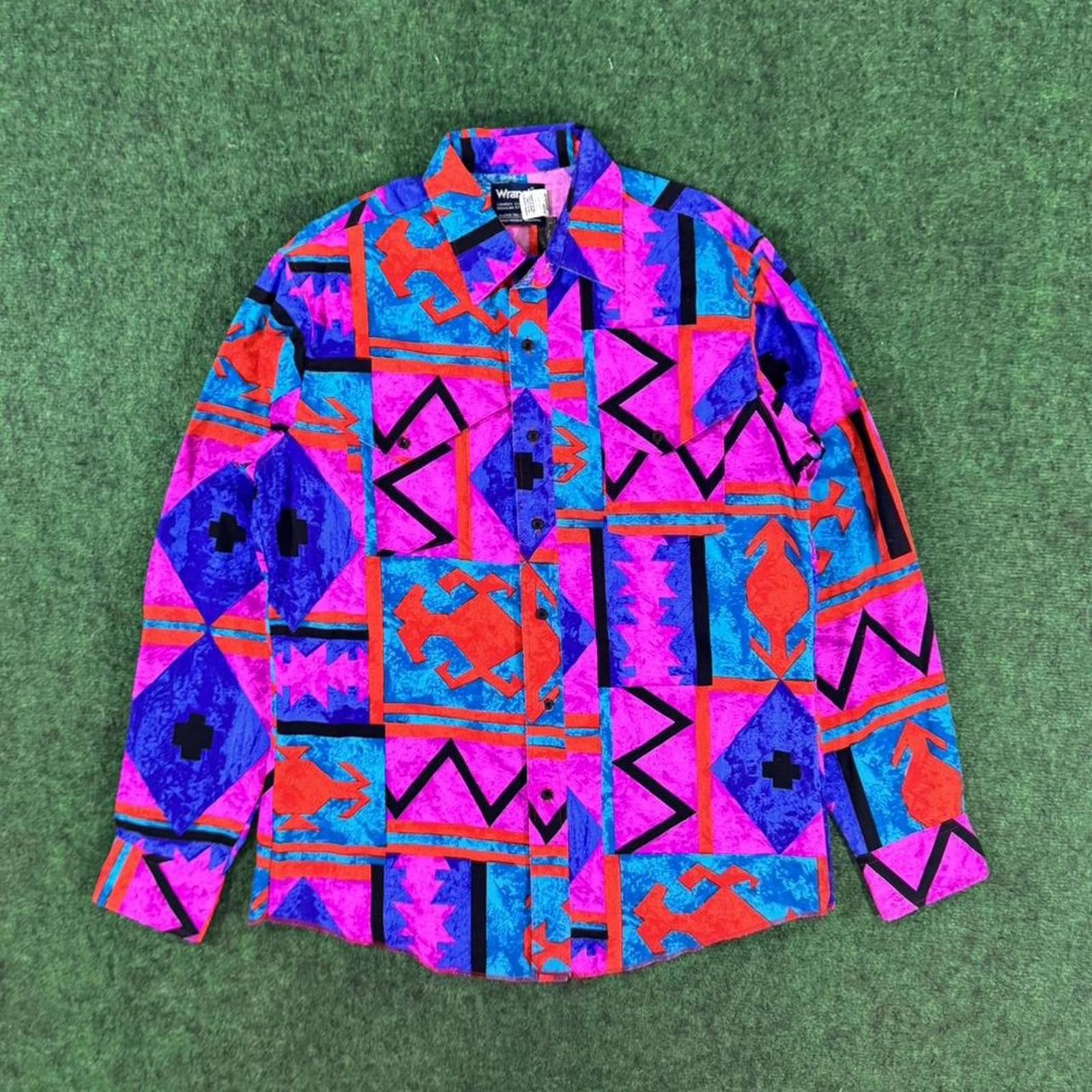 Wrangler Vintage 80’s Wrangler Retro Western Brushpopper Aztec Large Size US XL / EU 56 / 4 - 4 Thumbnail