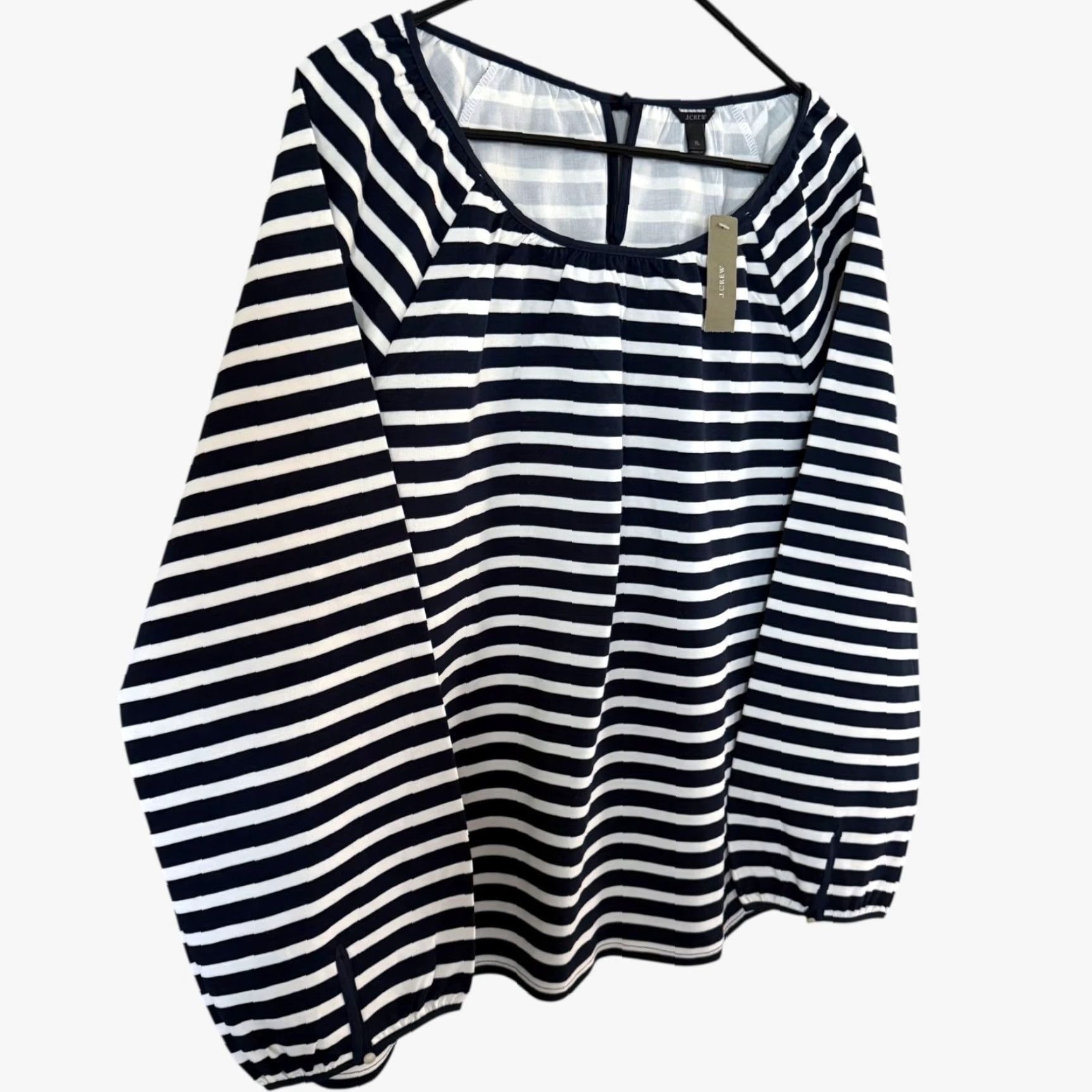 J.Crew J.Crew Striped Raglan Peasant Blouse Top Women's XL Blue Cotton Classic Bohemian Size XL / US 12-14 / IT 48-50 - 3 Thumbnail