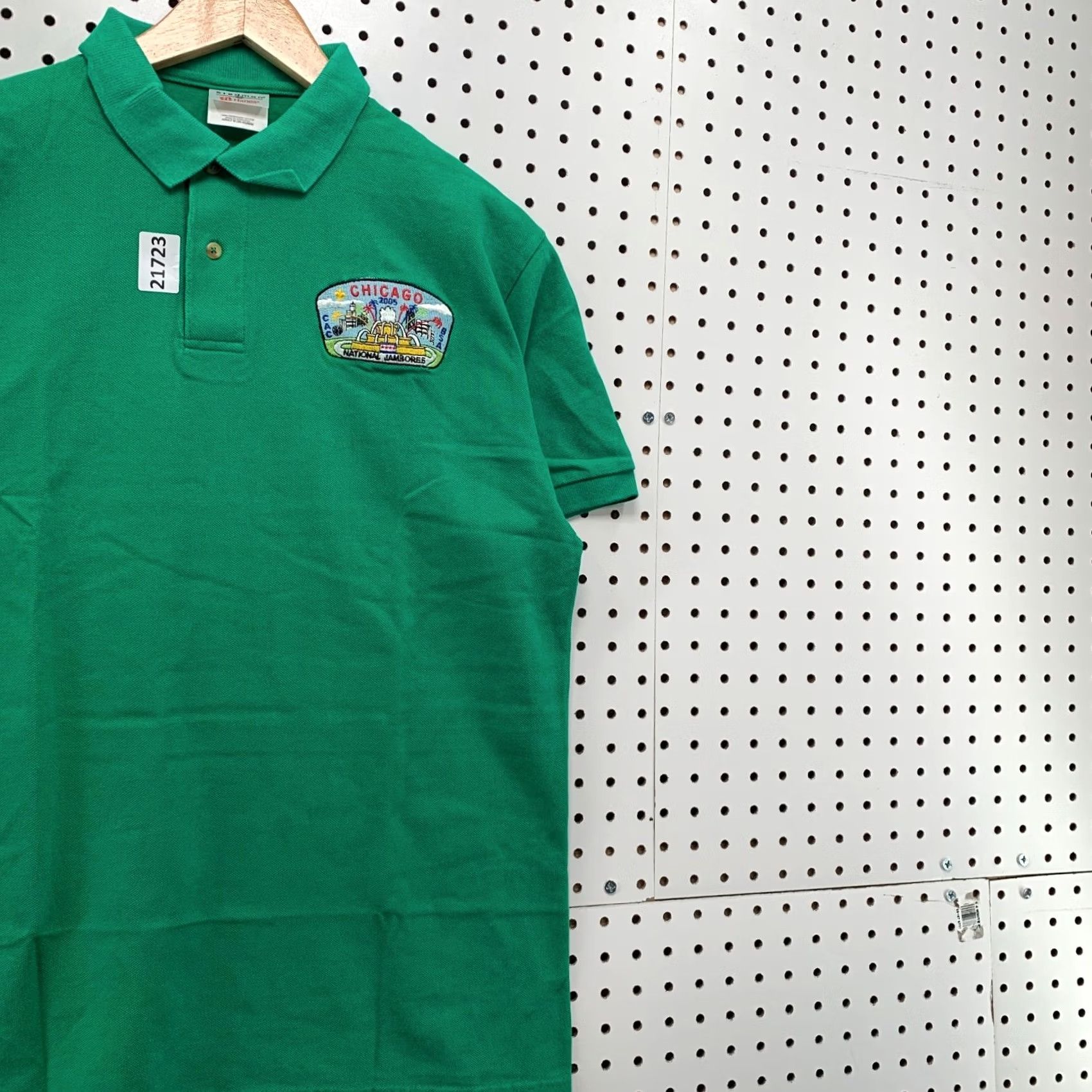 Hanes VINTAGE BSA Polo Shirt Chicago Jamboree 2005 Green Mens Medium 21x28.5 Boy Scout Size US M / EU 48-50 / 2 - 4 Thumbnail