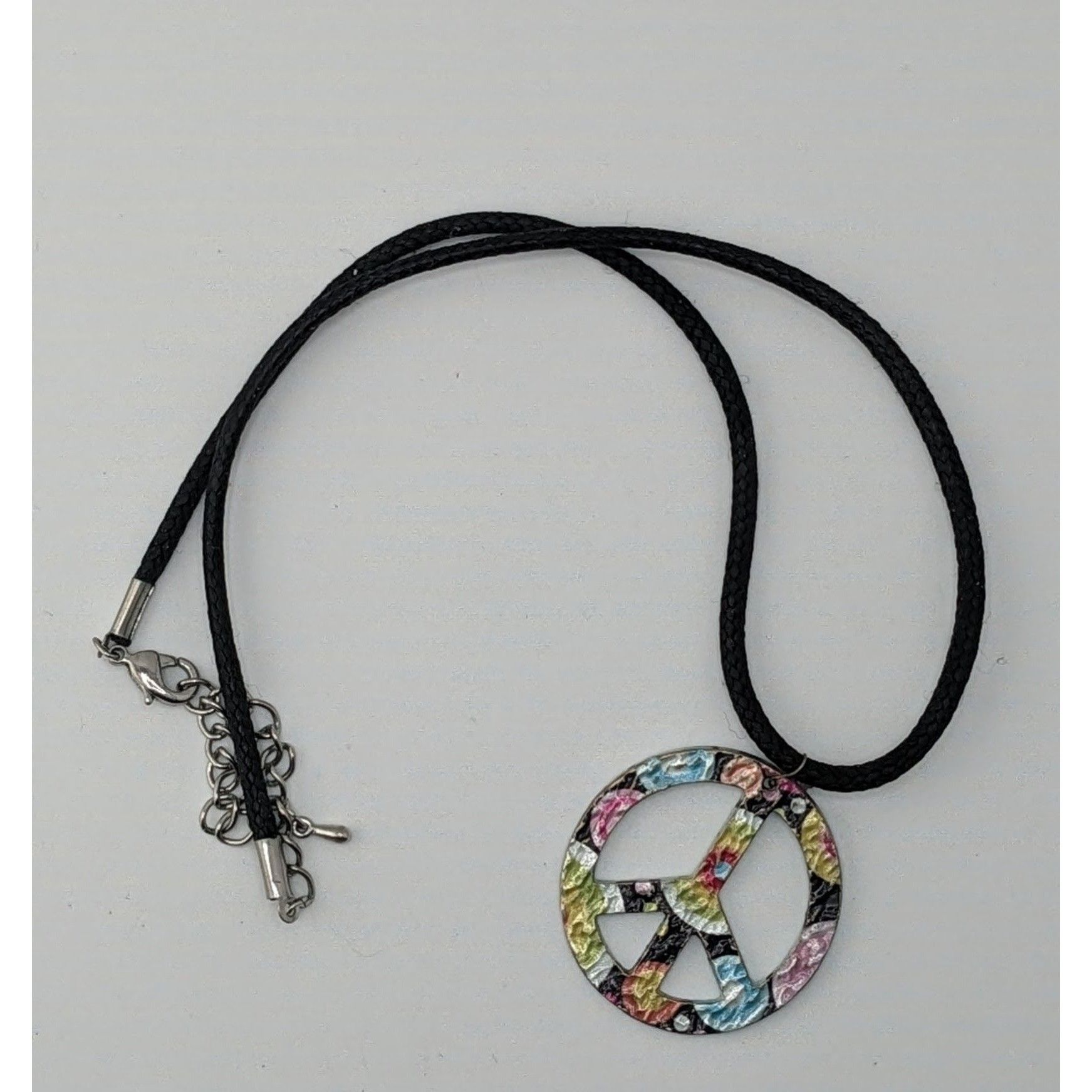 Other Rainbow Floral Hippie Peace Sign Pendant Necklace Size ONE SIZE - 4 Thumbnail